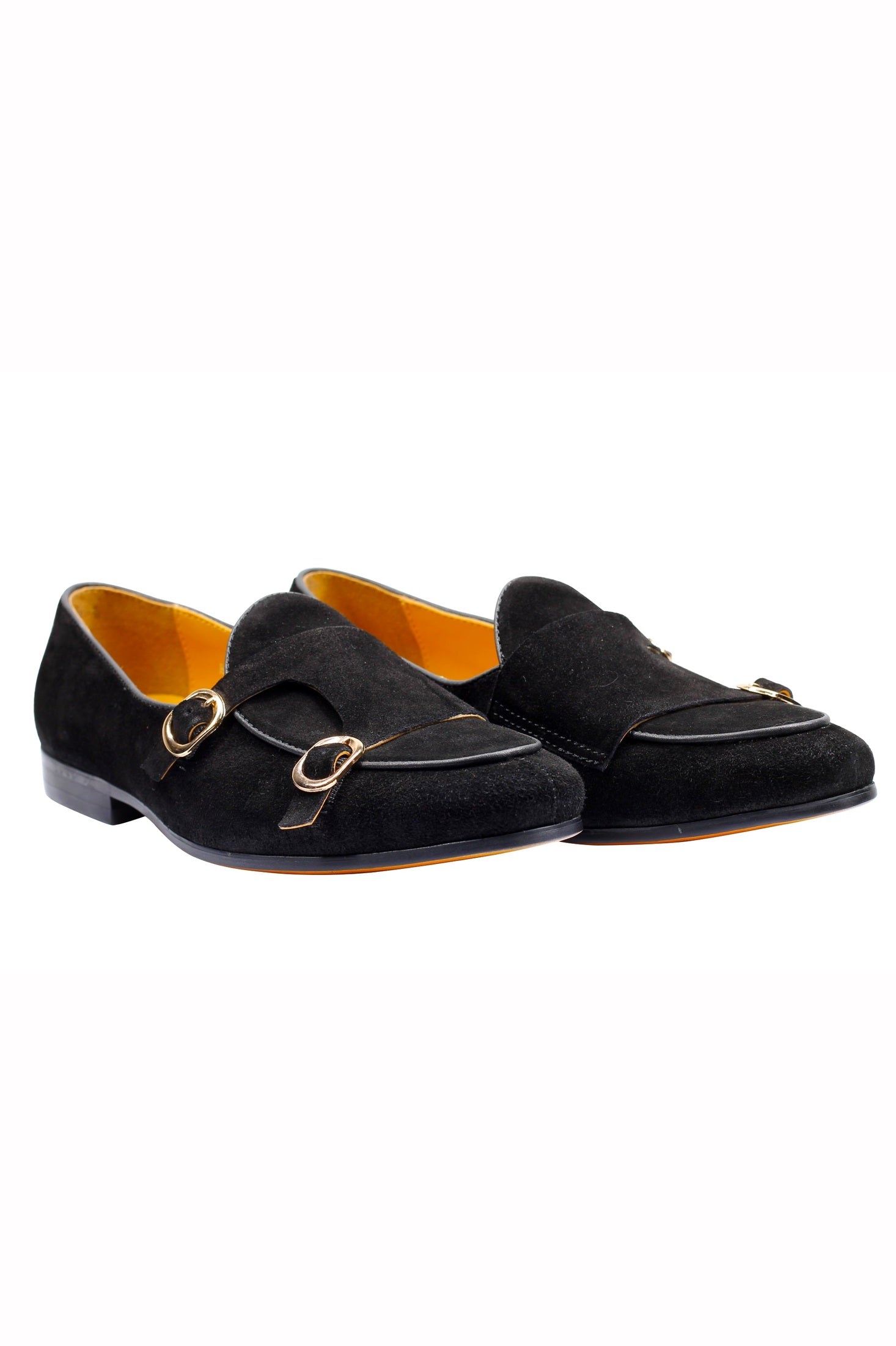 BLACK SUEDE DOUBLE BUCKLE LOAFER