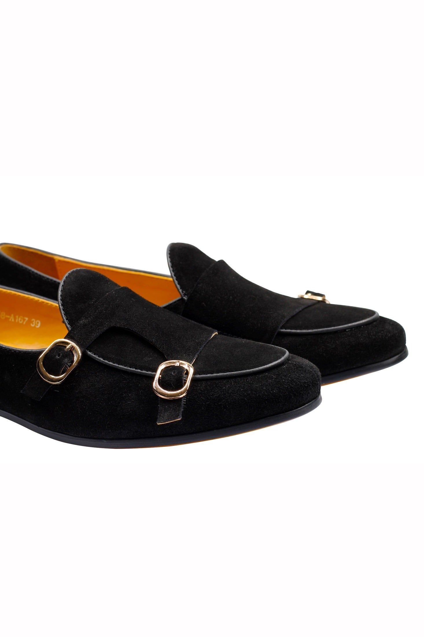 BLACK SUEDE DOUBLE BUCKLE LOAFER