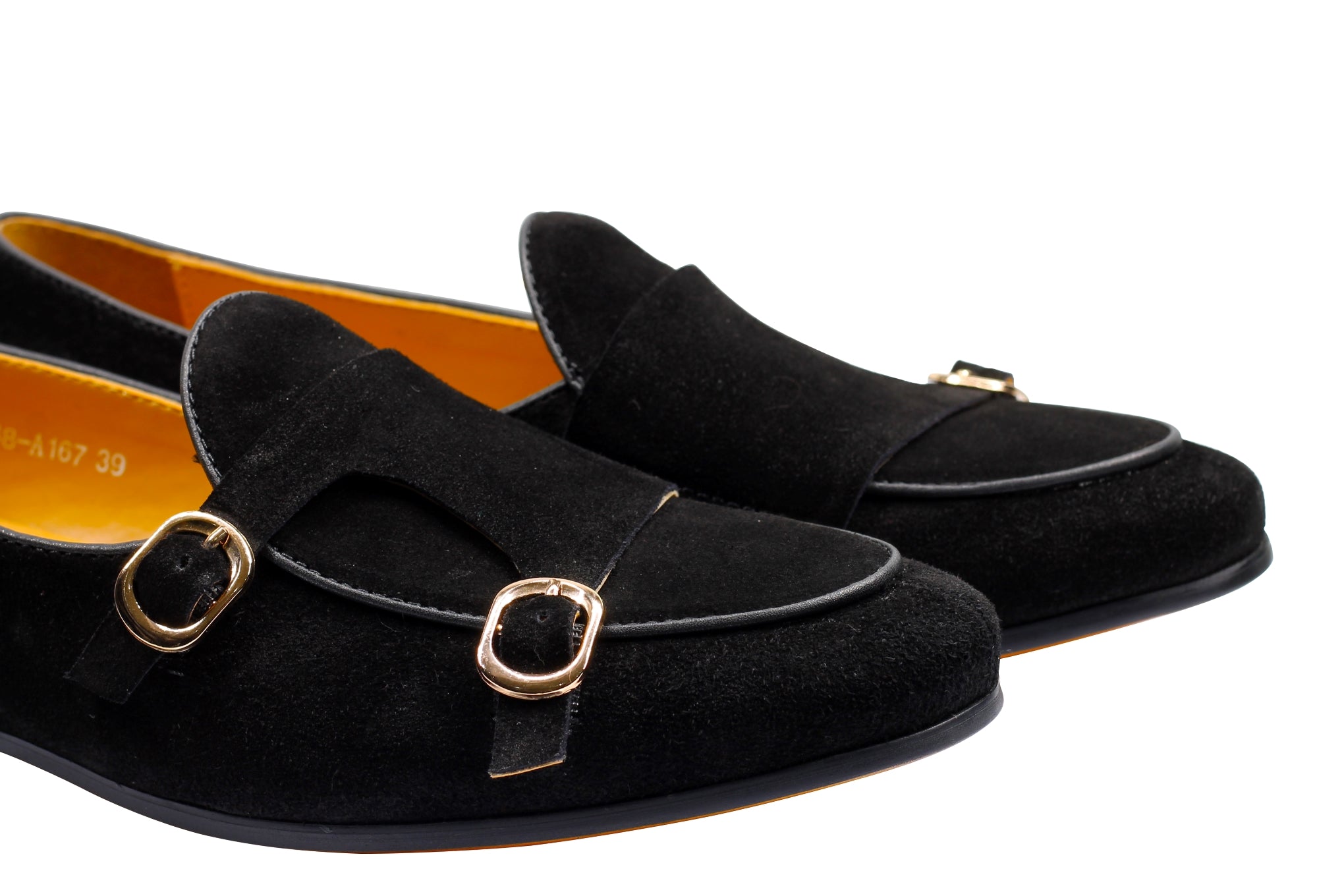 BLACK SUEDE DOUBLE BUCKLE LOAFER