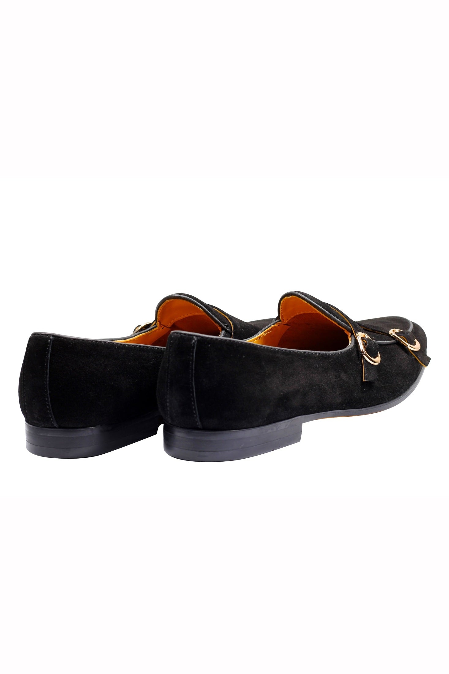BLACK SUEDE DOUBLE BUCKLE LOAFER