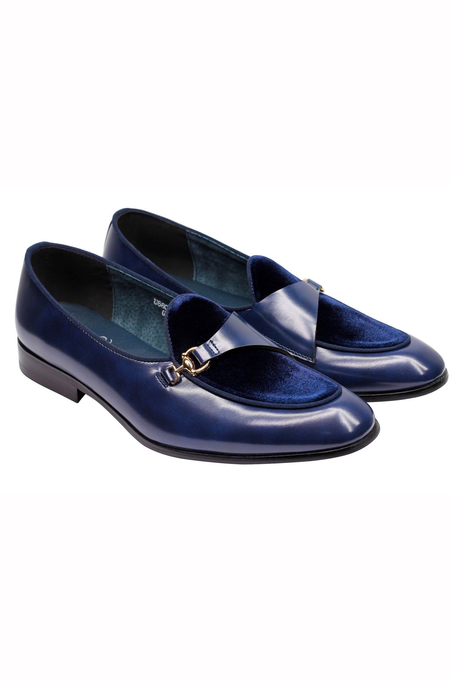 LEATHER & VELVET LOAFERS WITH DECORATIVE MONK STRAP