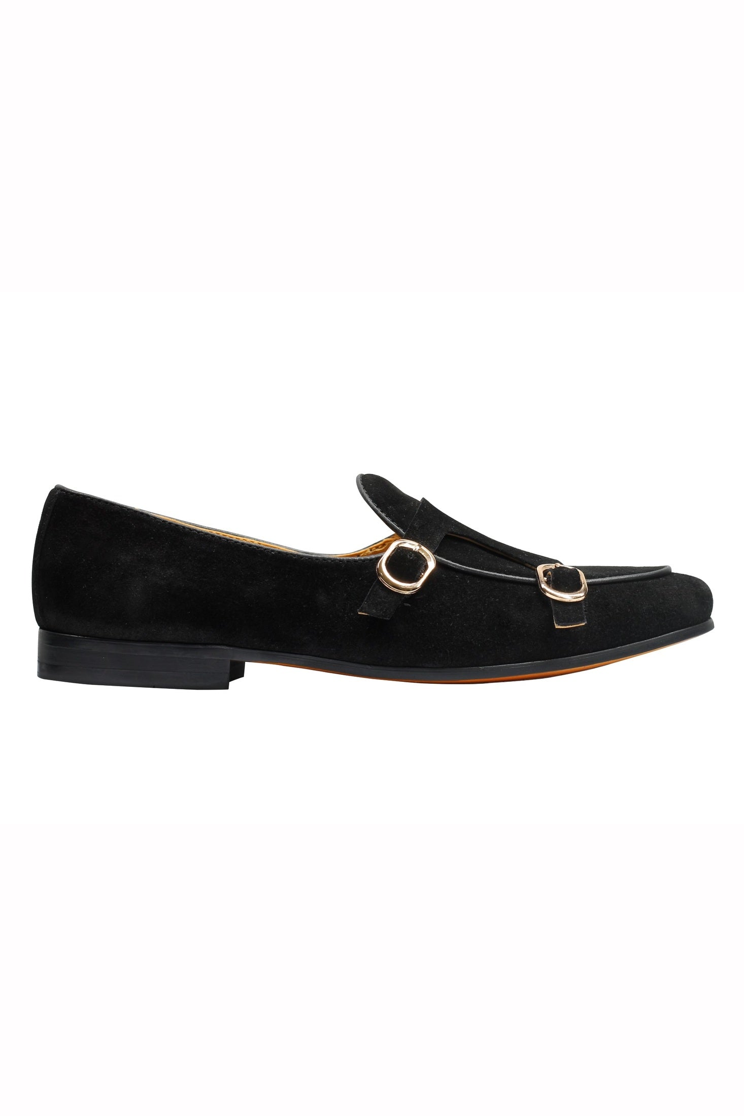 BLACK SUEDE DOUBLE BUCKLE LOAFER