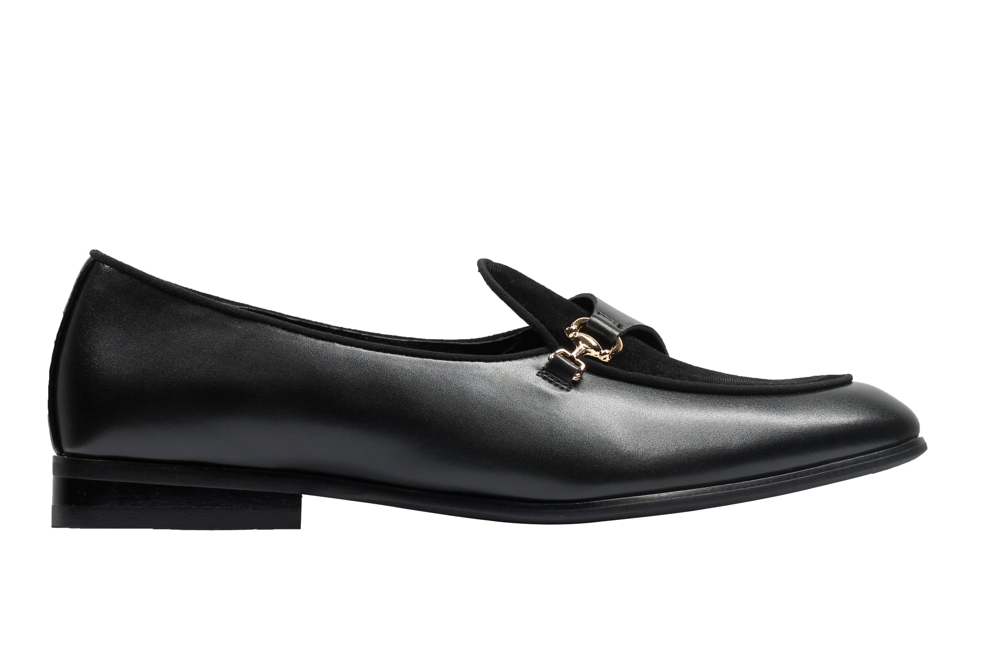 LEATHER & VELVET LOAFERS WITH DECORATIVE MONK STRAP