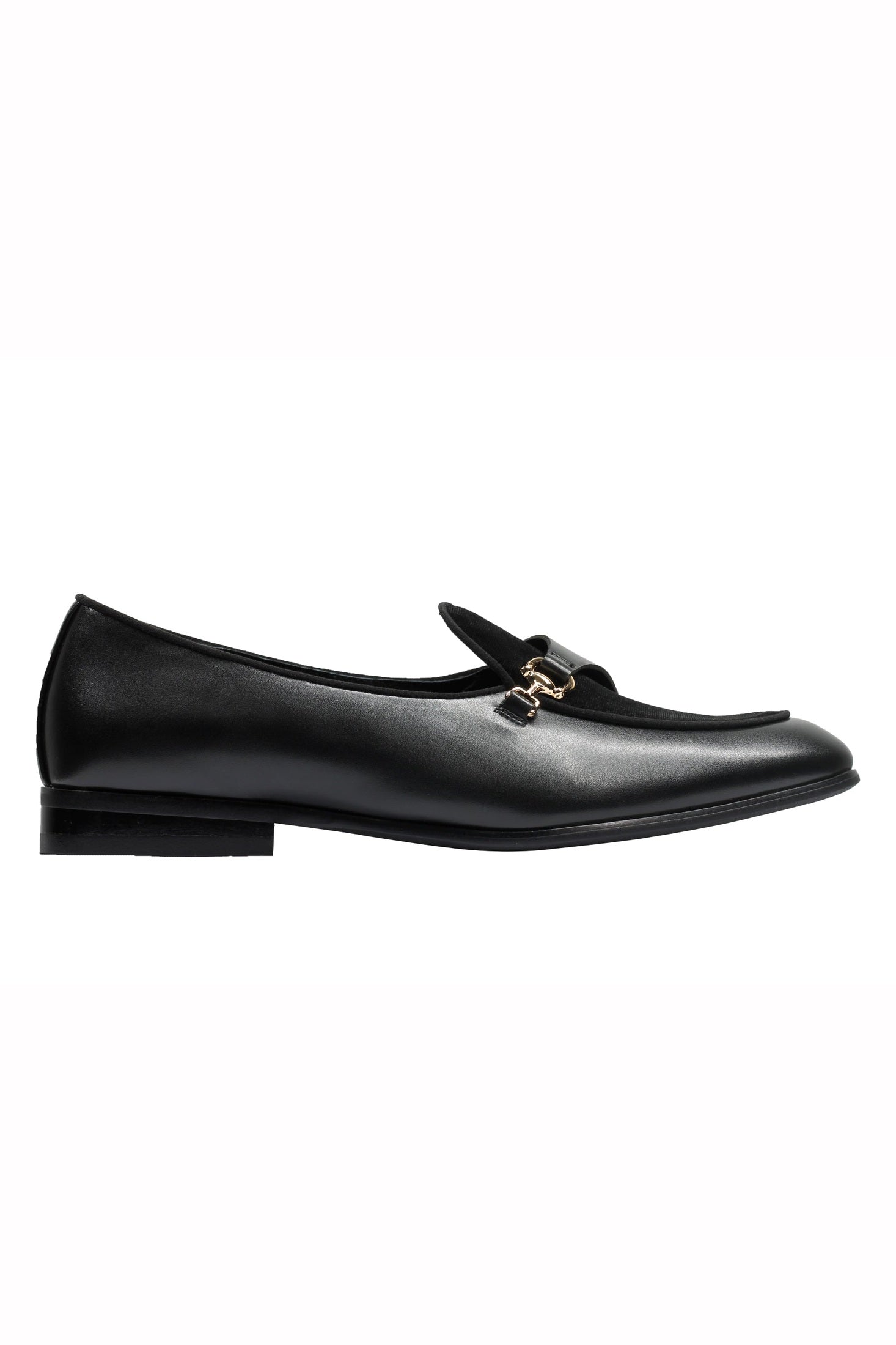 LEATHER & VELVET LOAFERS WITH DECORATIVE MONK STRAP