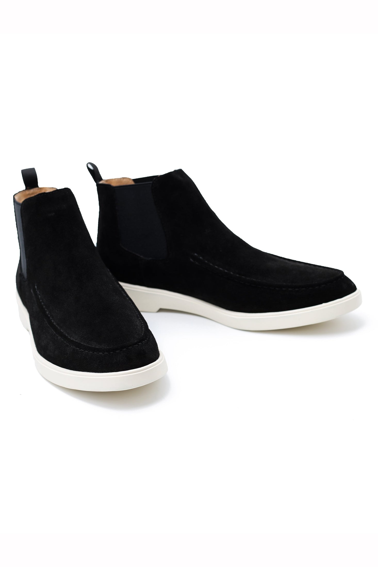 BLACK SUEDE CHELSEA BOOTS LOW TOP