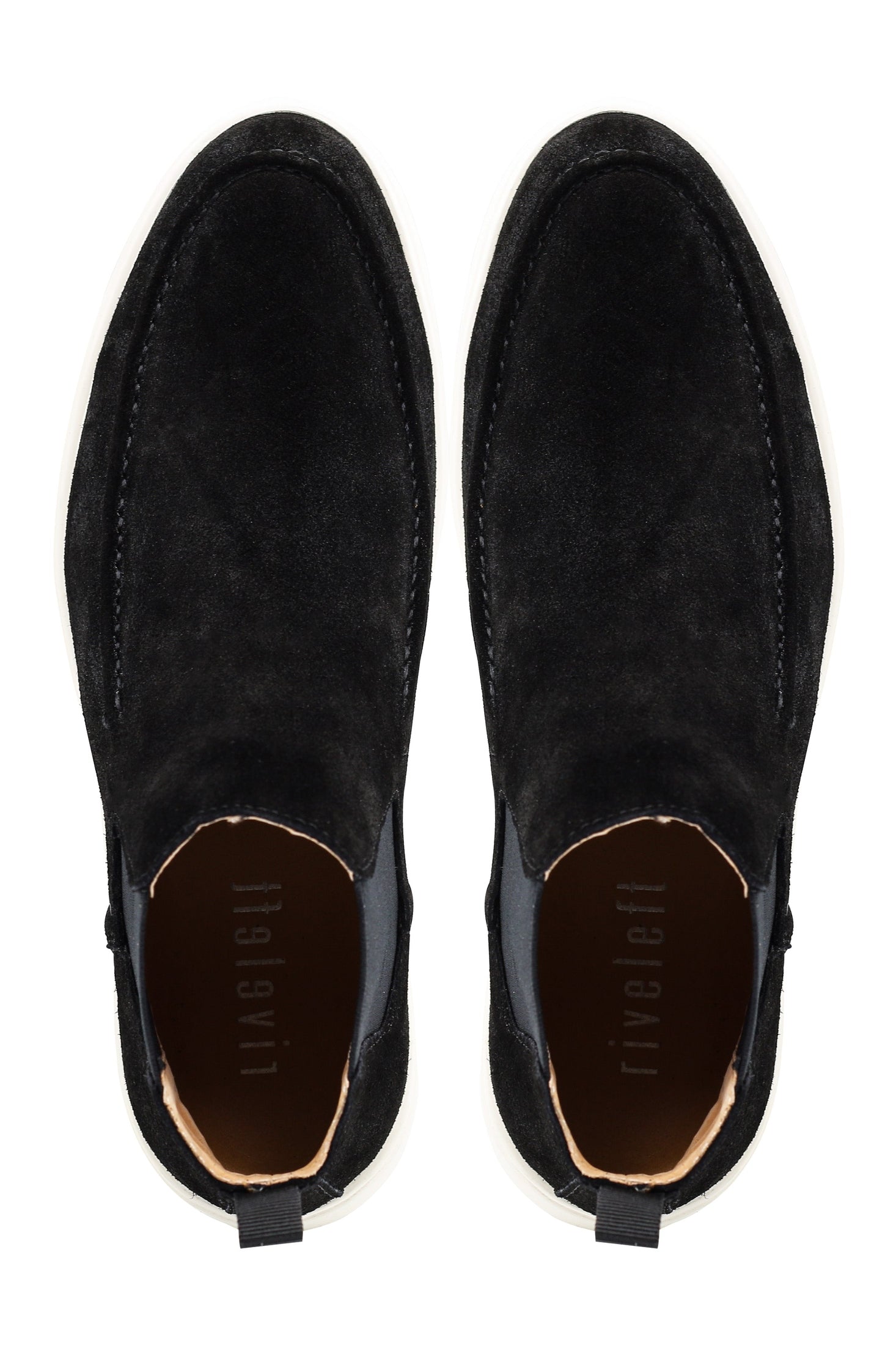 BLACK SUEDE CHELSEA BOOTS LOW TOP