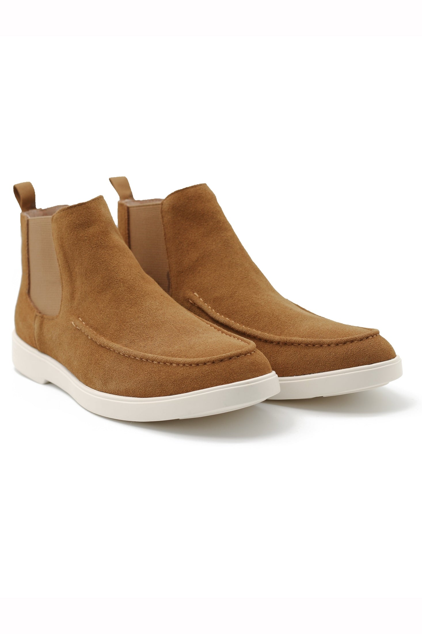TAN SUEDE CHELSEA BOOTS LOW TOP