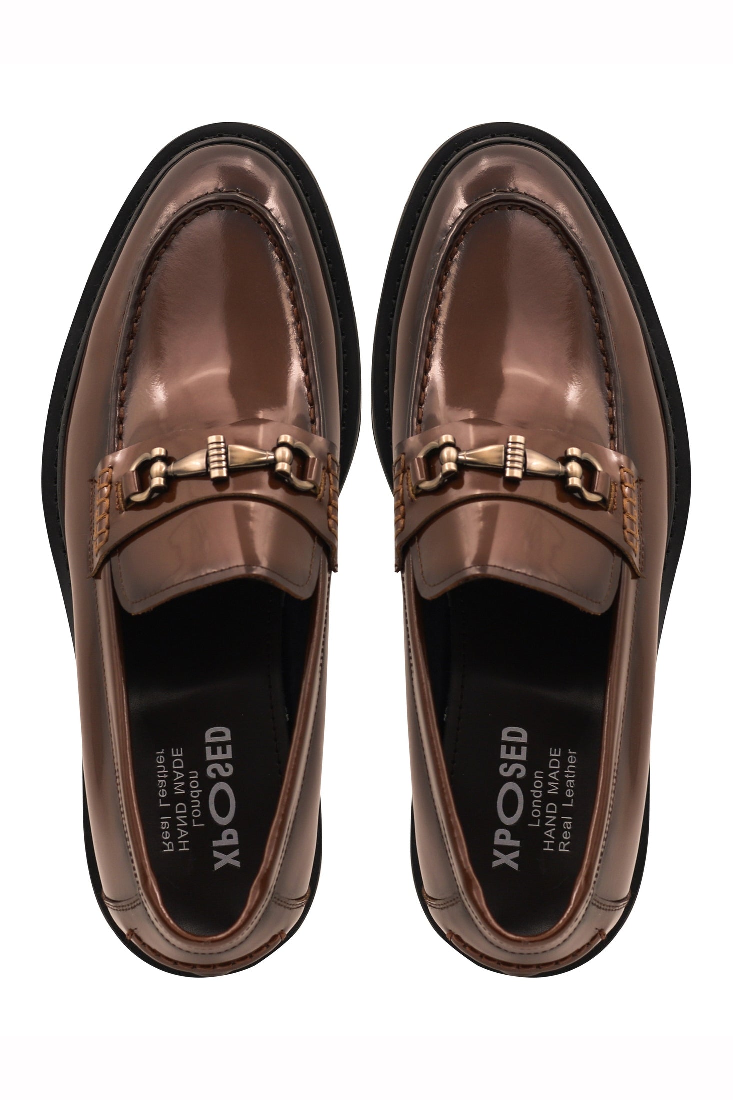 SNAFFLE BIT LUG SOLE BROWN POLISHED LEATHER LOAFERS Sartorial Shoes