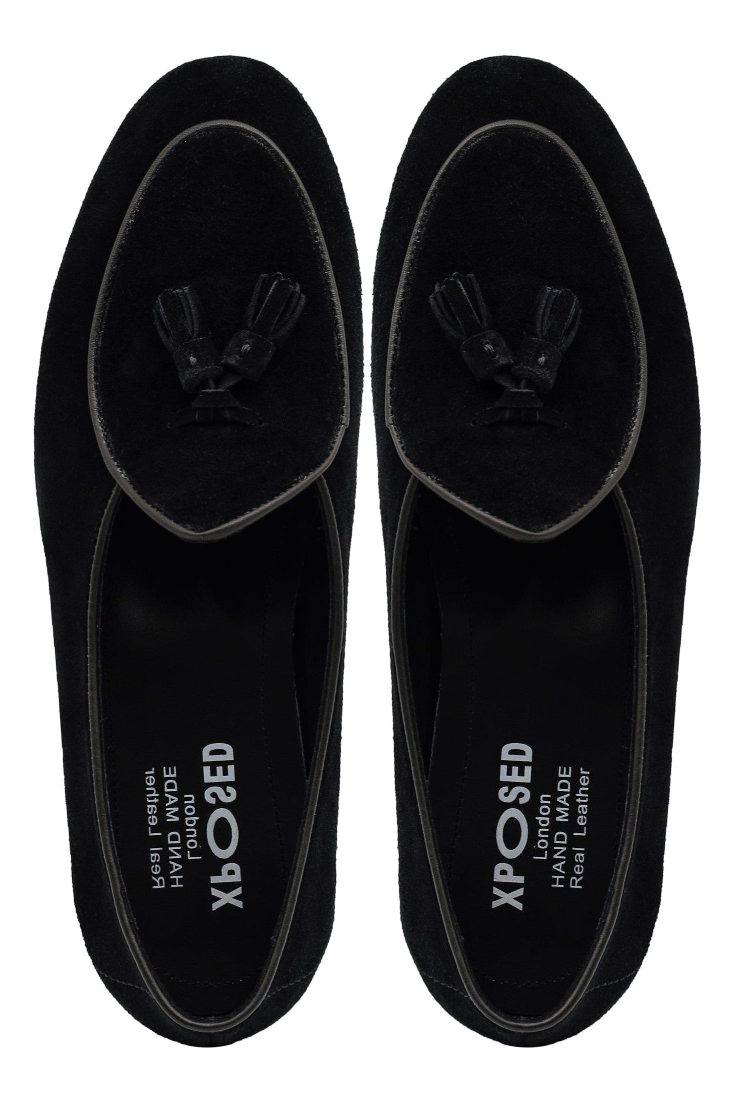 BLACK SOFT SUEDE TASSEL SLIPPERS