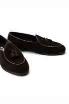 BROWN SOFT SUEDE TASSEL SLIPPERS
