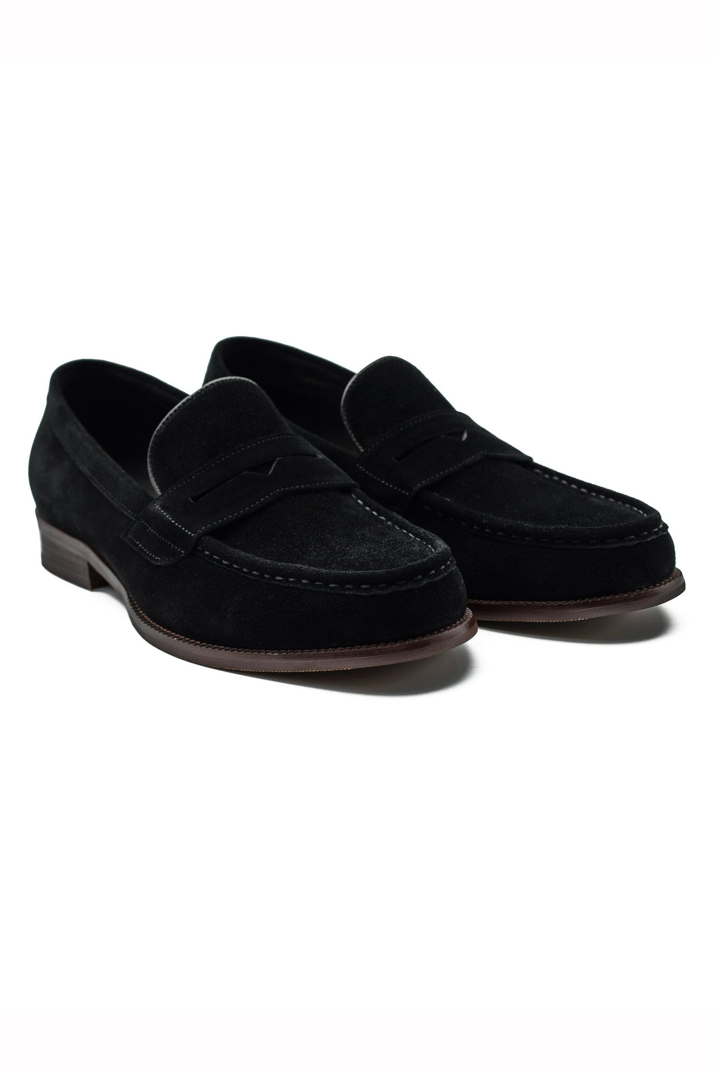 BLACK SUEDE LEATHER PENNY LOAFERS