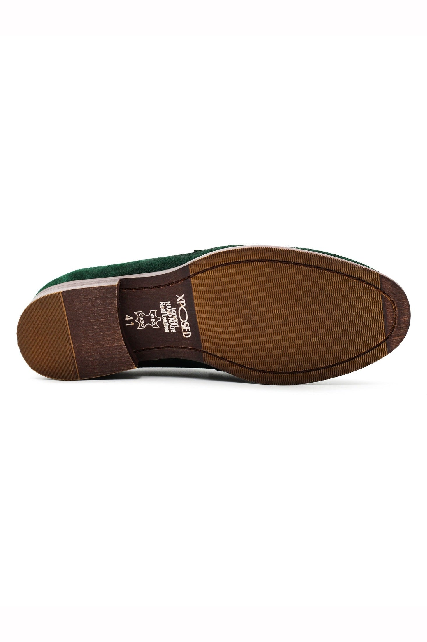GREEN SUEDE LEATHER PENNY LOAFERS