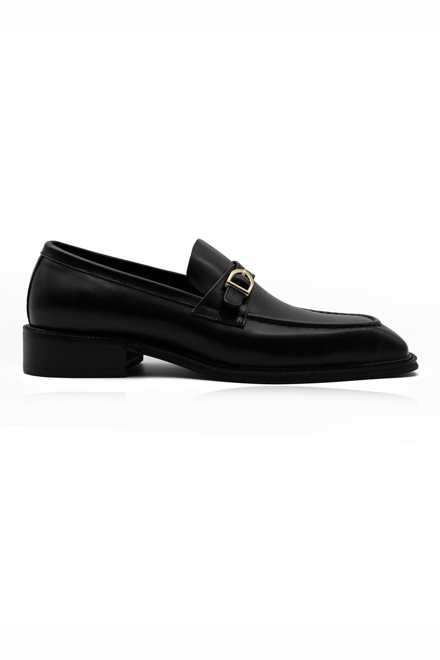 POLISHED BLACK LEATHER SINGLE MONK SHOES