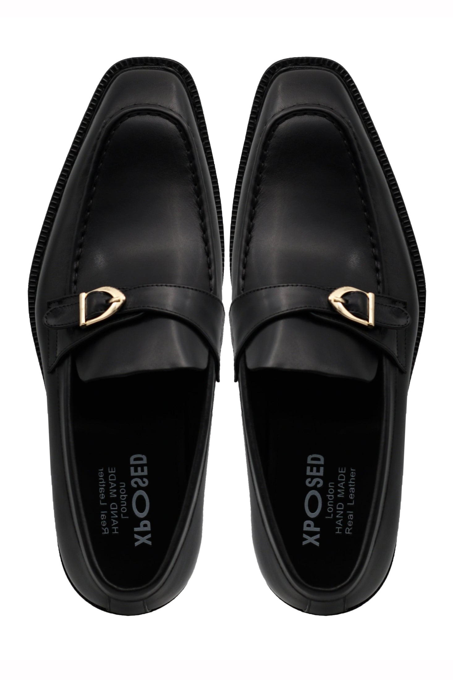 POLISHED BLACK LEATHER SINGLE MONK SHOES
