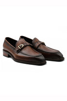 POLISHED BROWN LEATHER SINGLE MONK SHOES