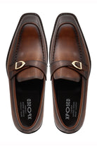 POLISHED BROWN LEATHER SINGLE MONK SHOES