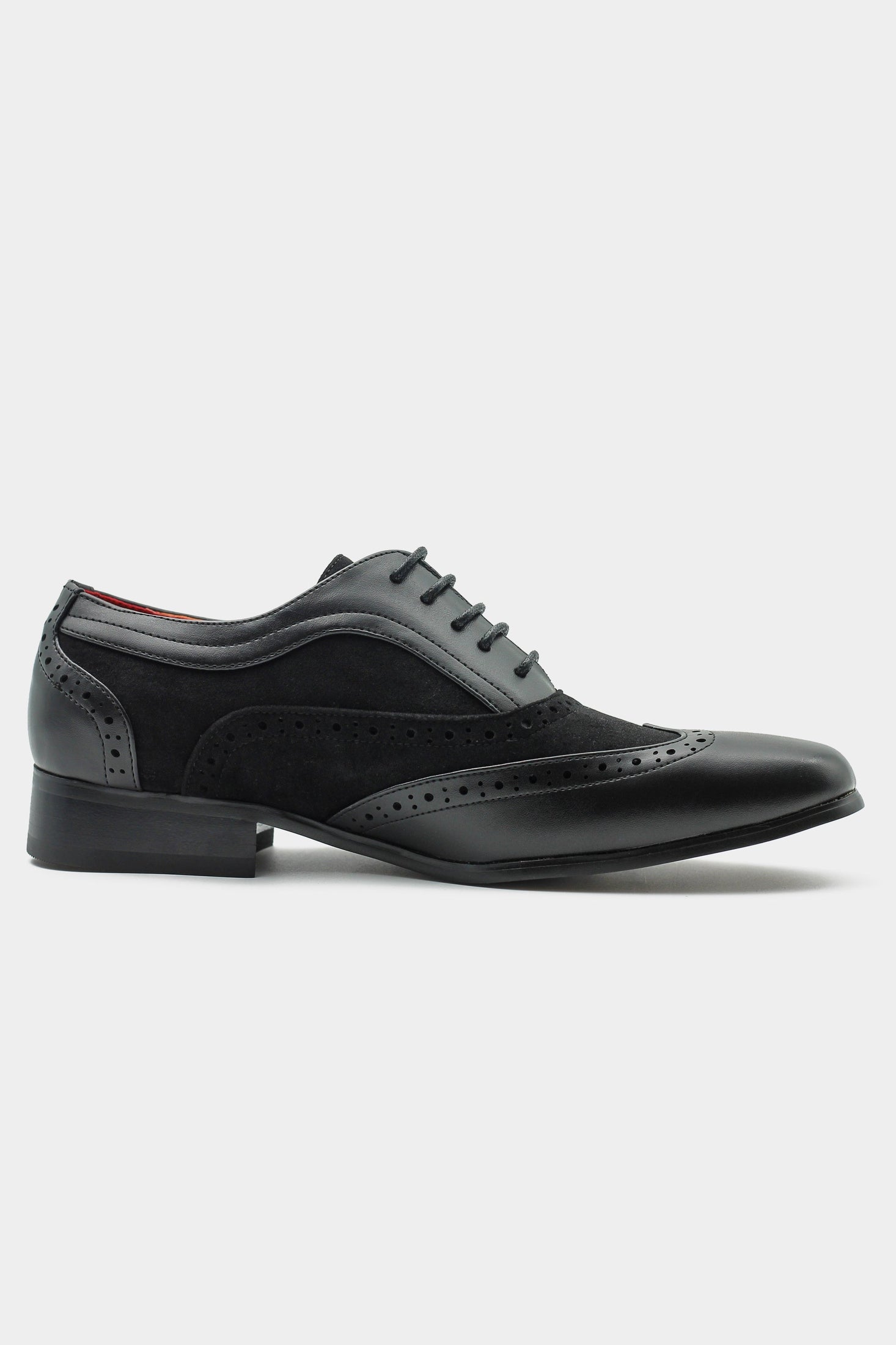 BLACK LEATHER & SUEDE LACE UP BROGUES