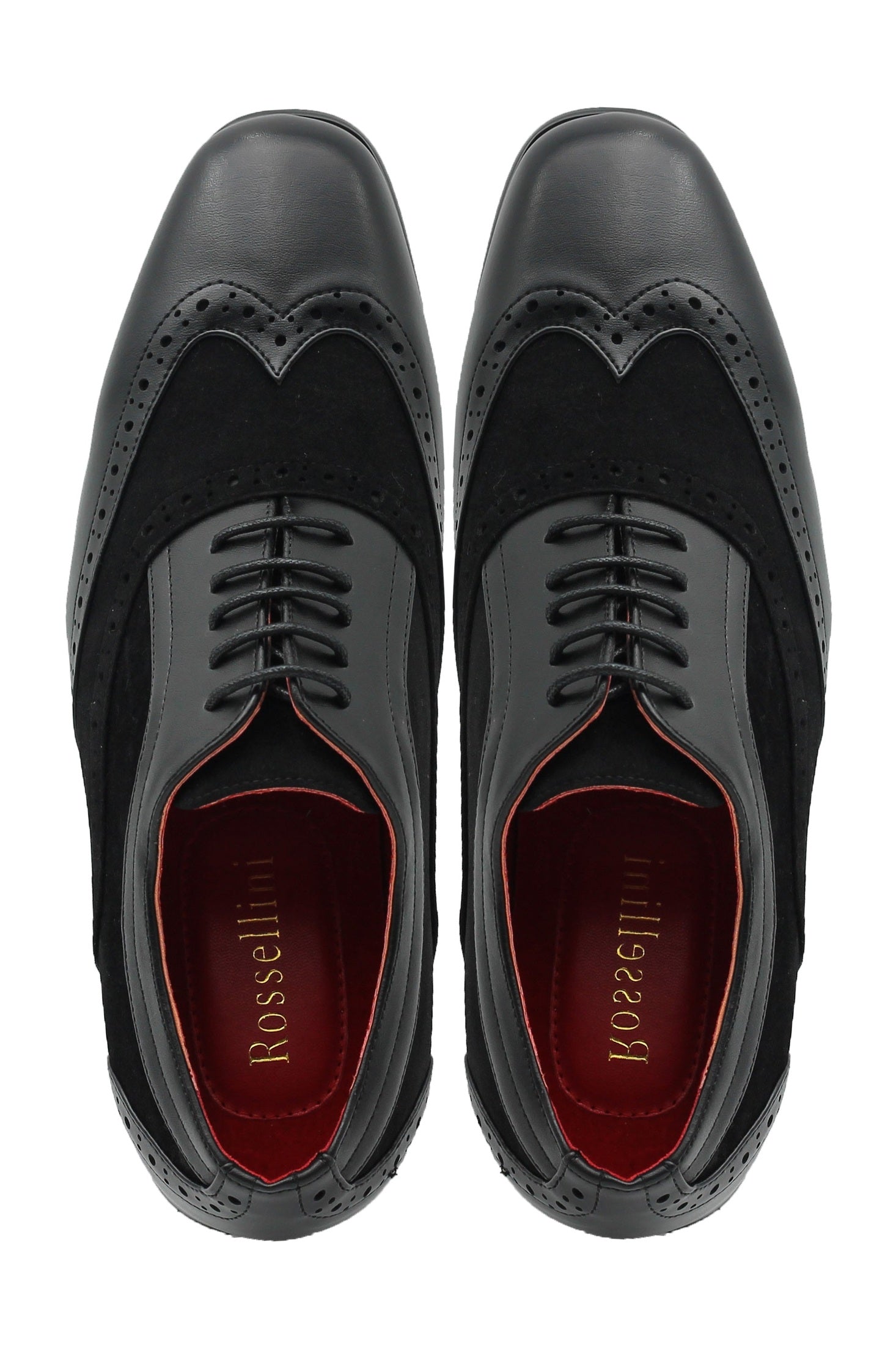 BLACK LEATHER & SUEDE LACE UP BROGUES