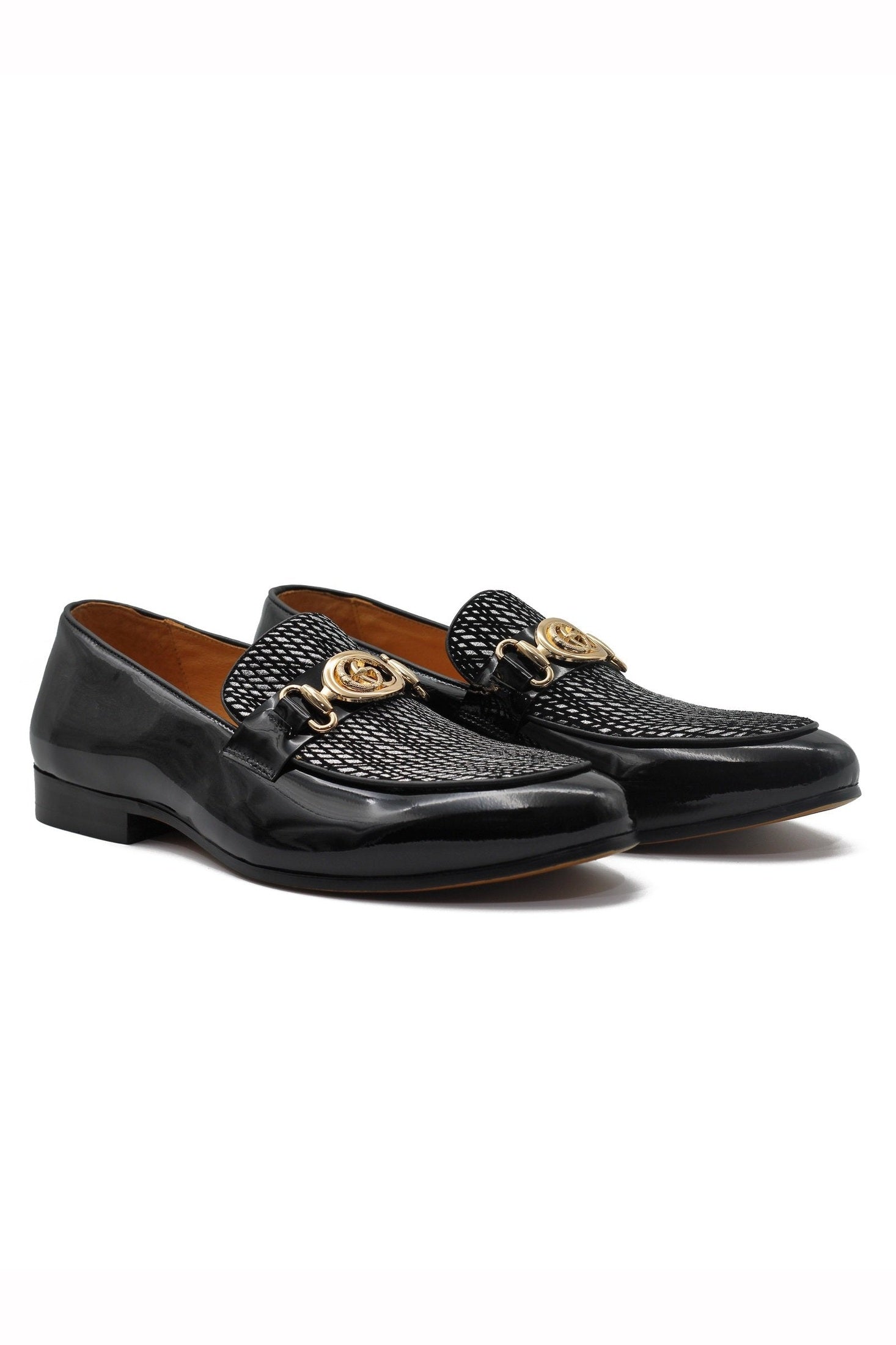 BLACK PATENT LEATHER LOAFERS SILVER GLITTER