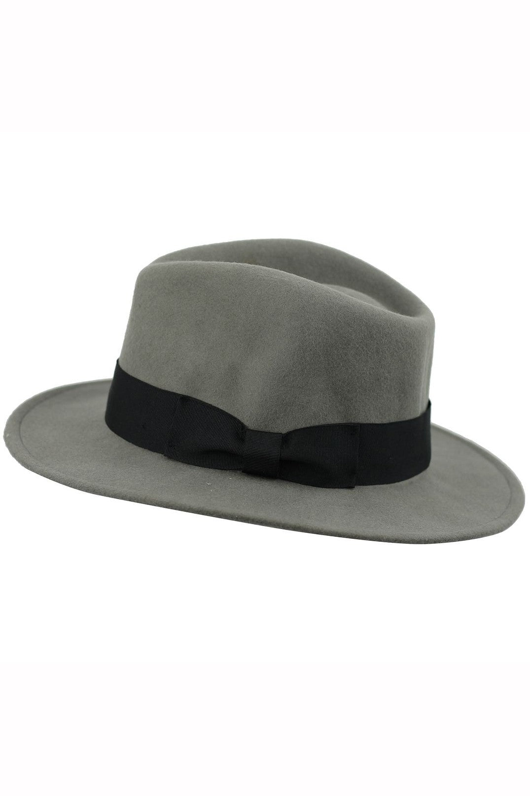 Crushable Fedora 100% Wool Wide Brim Grey Hat