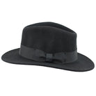 Black Crushable Fedora 100% Wool Wide Brim Hat