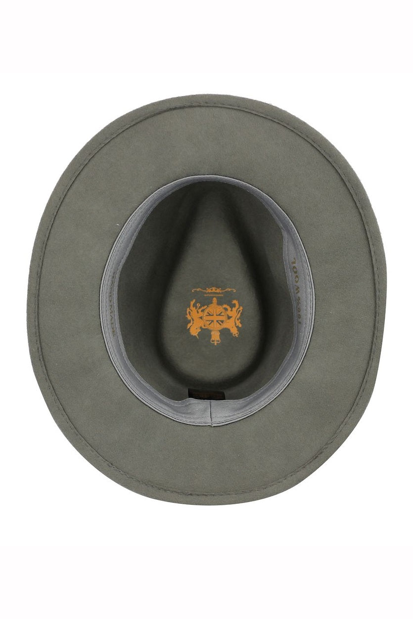 Crushable Fedora 100% Wool Wide Brim Grey Hat
