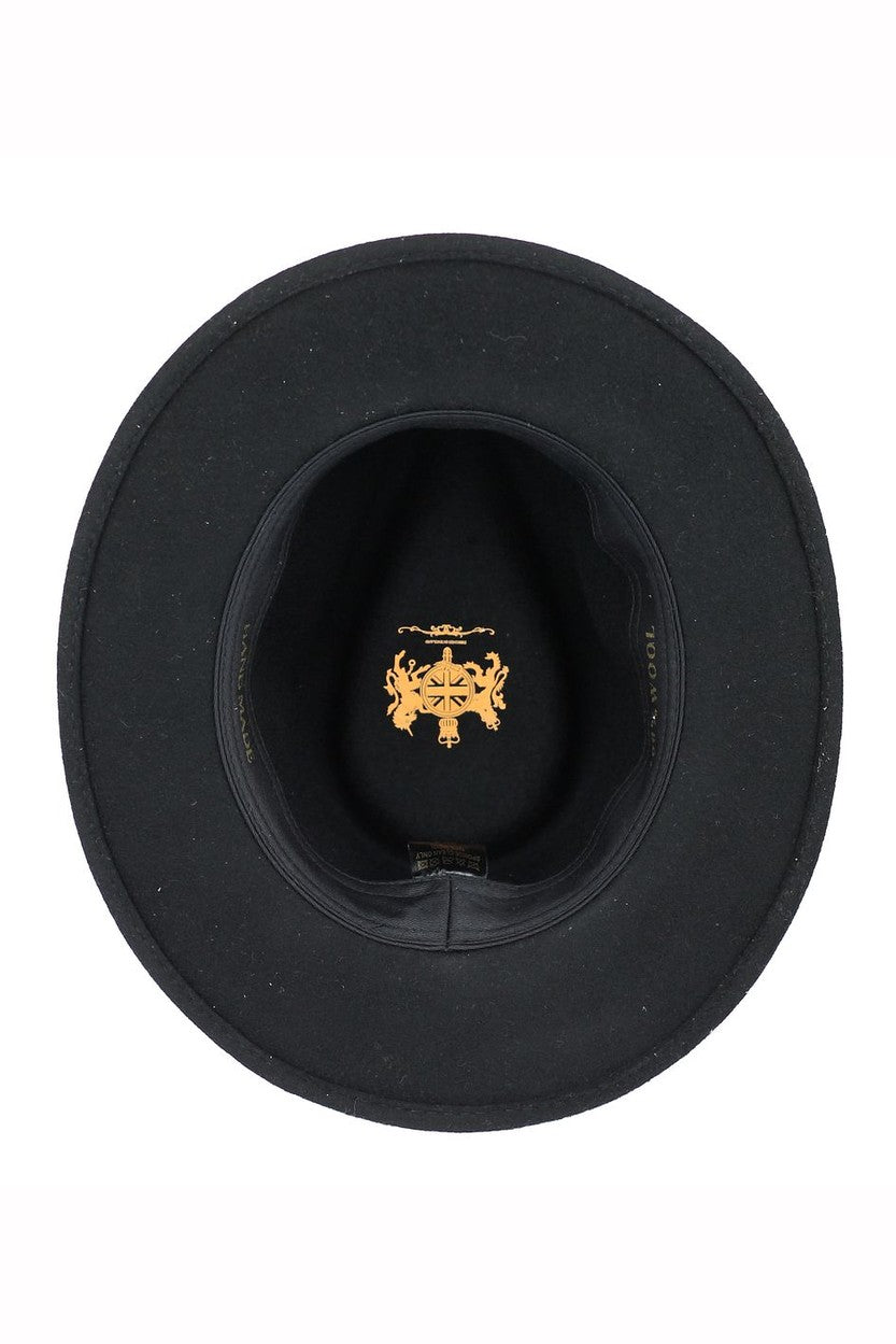 Black Crushable Fedora 100% Wool Wide Brim Hat
