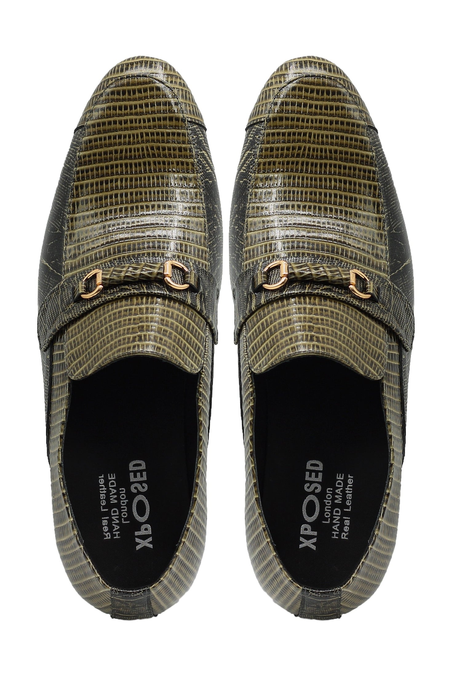 BROWN PRINTED LEATHER SHOES WITH BUCKLE
