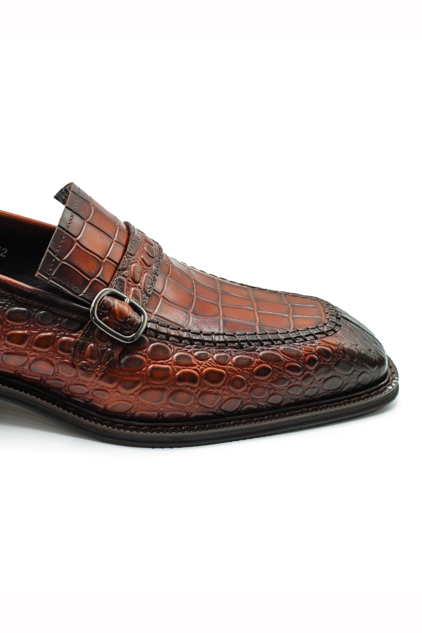 Men’s Slip-on Loafers Brown Croco Embossed Leather