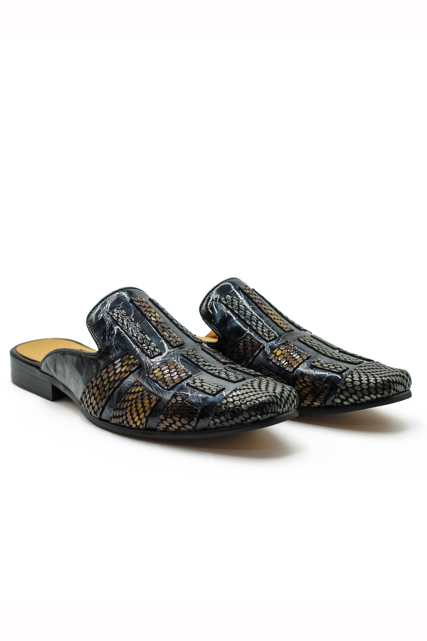 Real Leather Half Shoes Detailed Print Loafers