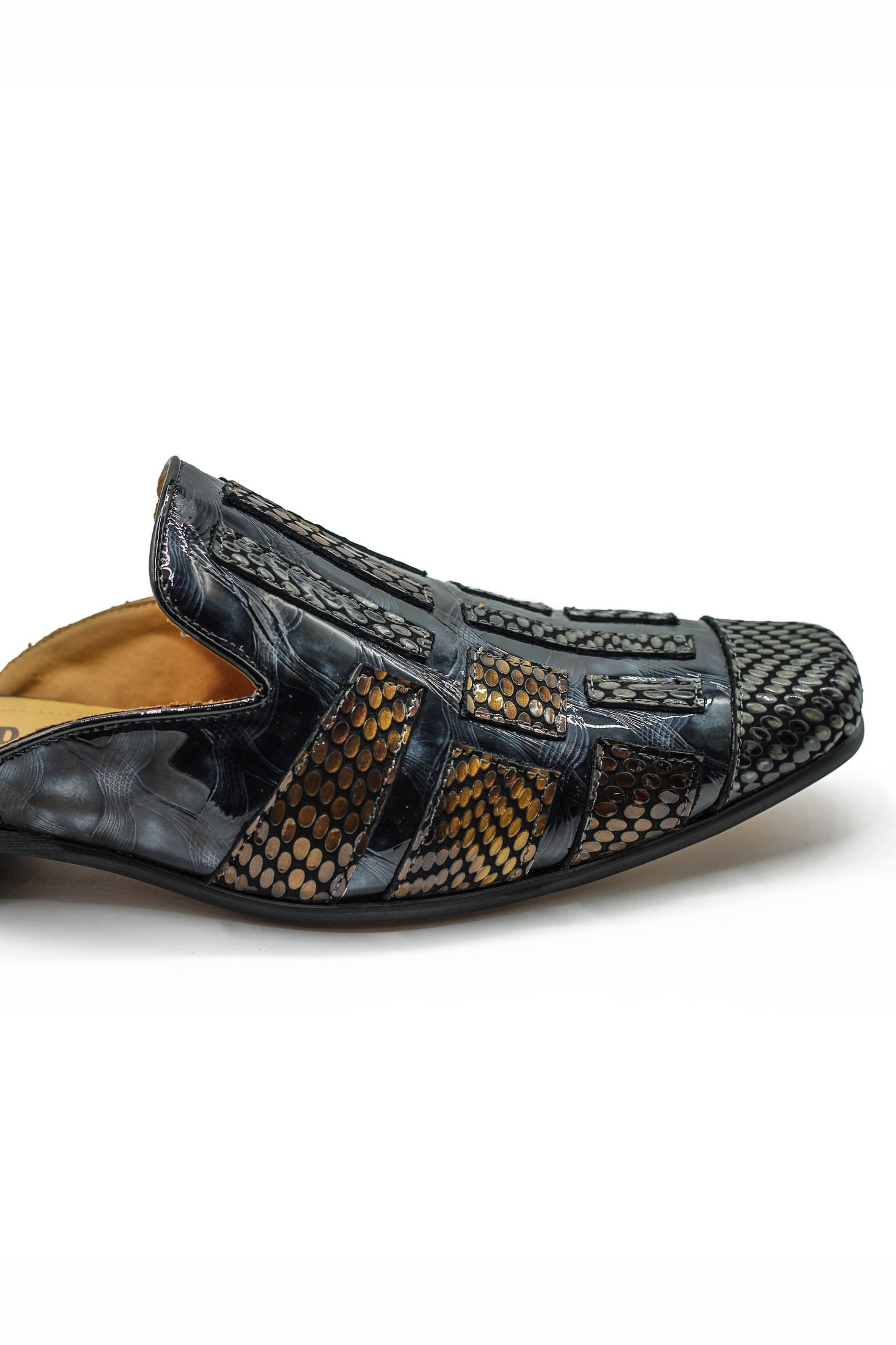 Real Leather Half Shoes Detailed Print Loafers