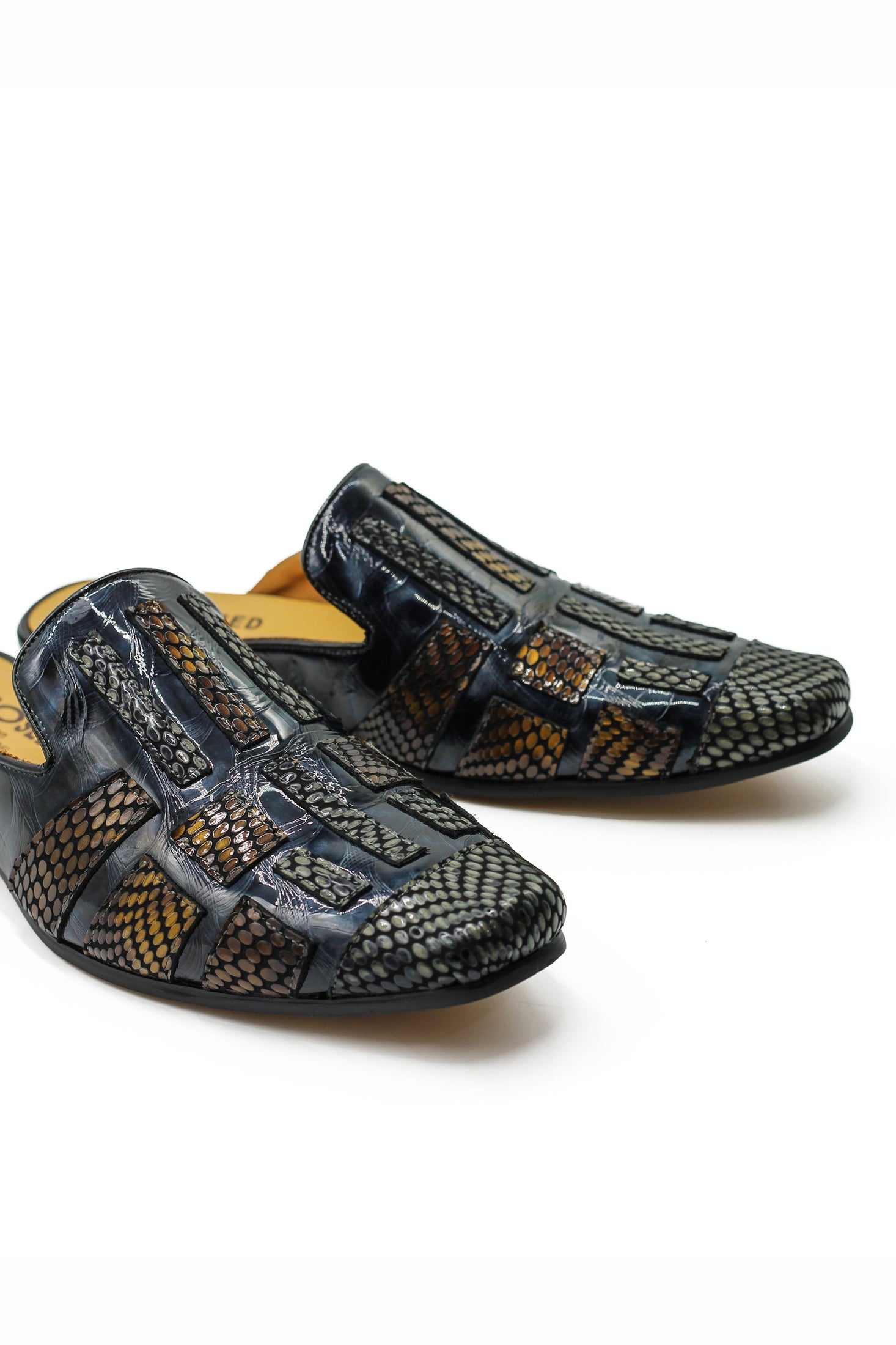 Real Leather Half Shoes Detailed Print Loafers