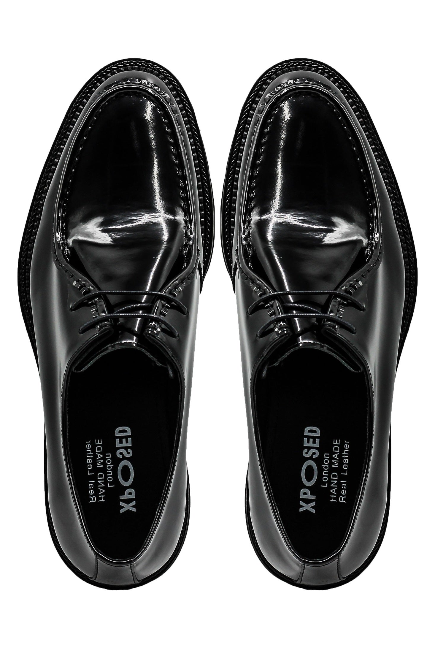 Mens Classic Derby Shoes in Black Patent Leather