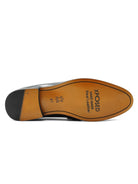 BLACK PATENT GOLD BUCKLE PARTY LOAFER