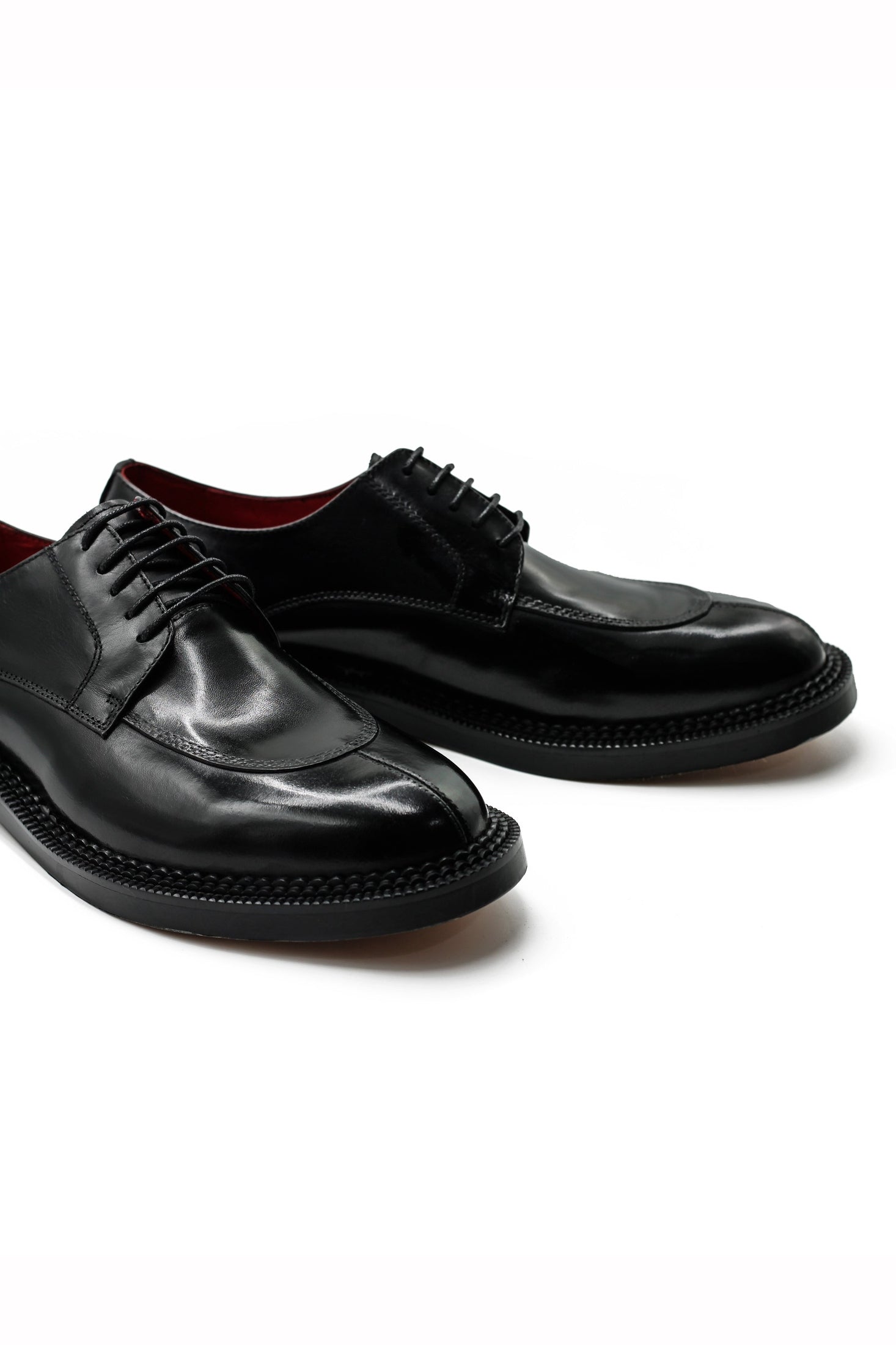 Mens Black Leather Split Toe Derby Shoes