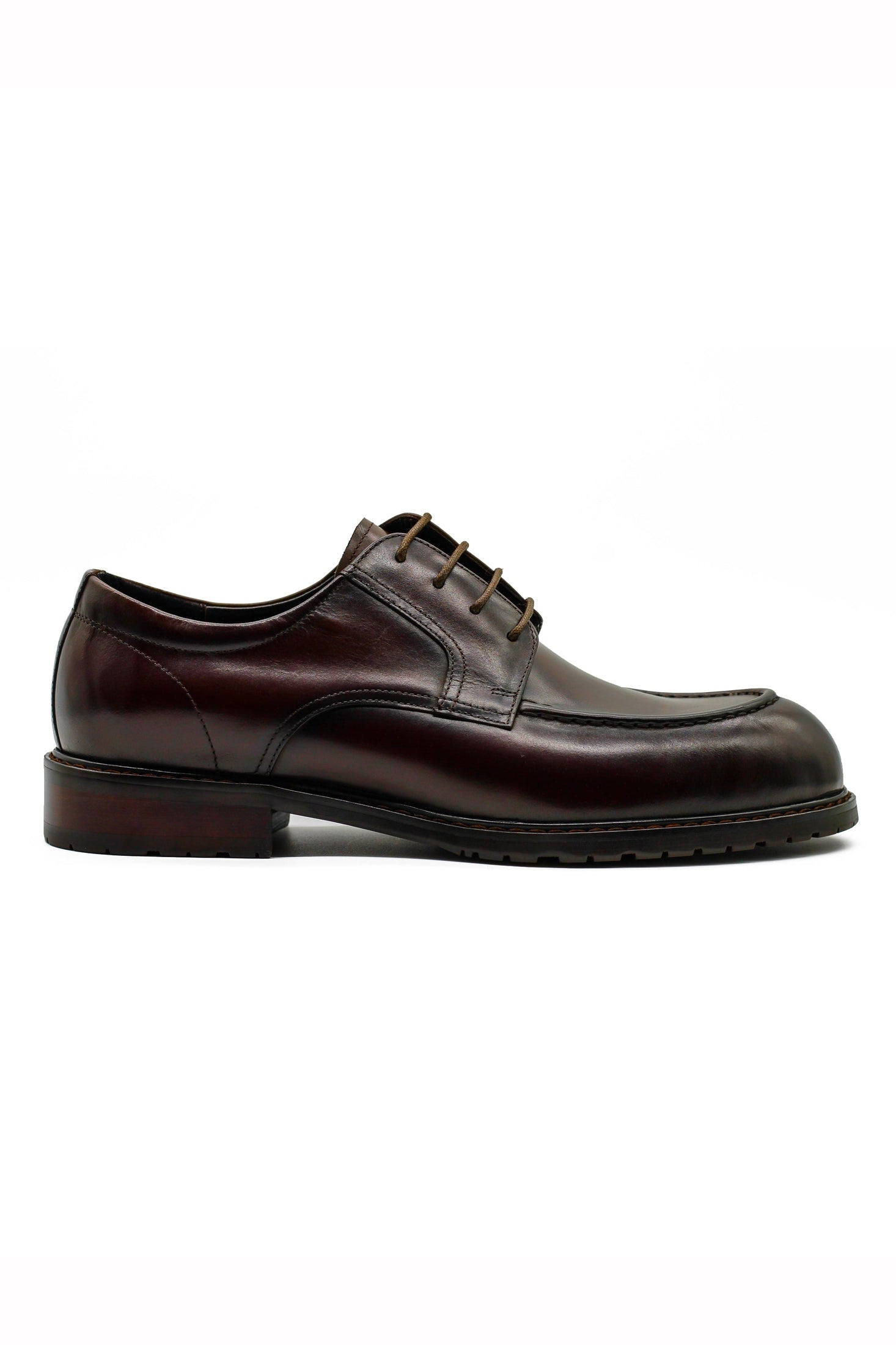 Mens Brown Leather Derby Shoes with Cleat Outsole