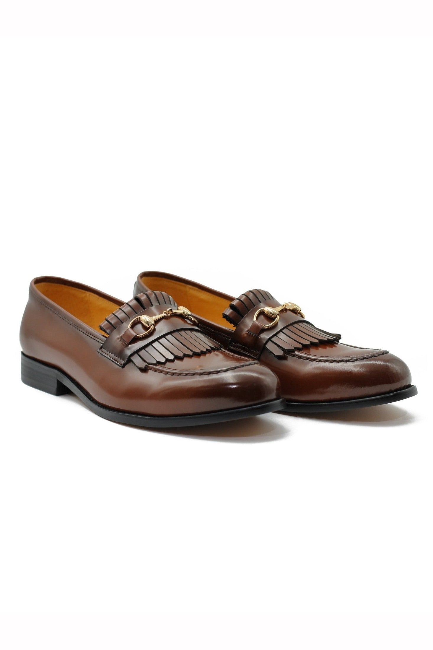 FRINGE KILTIE LOAFERS SNAFFLE BIT IN BROWN
