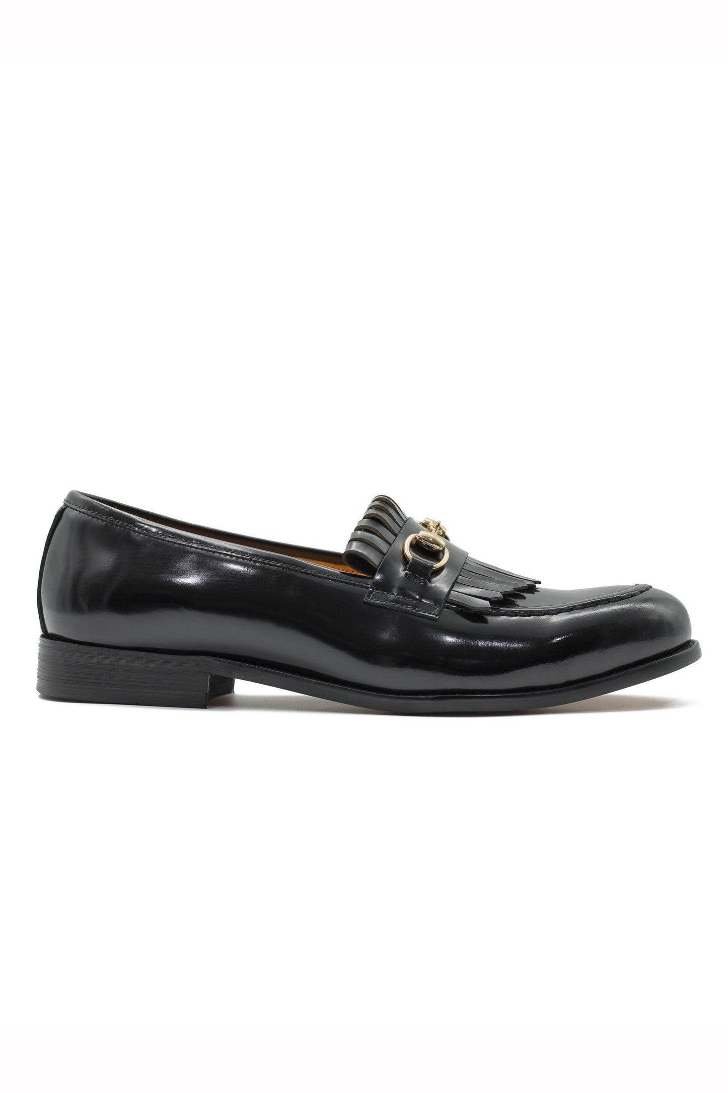 FRINGE KILTIE LOAFERS SNAFFLE BIT IN BLACK