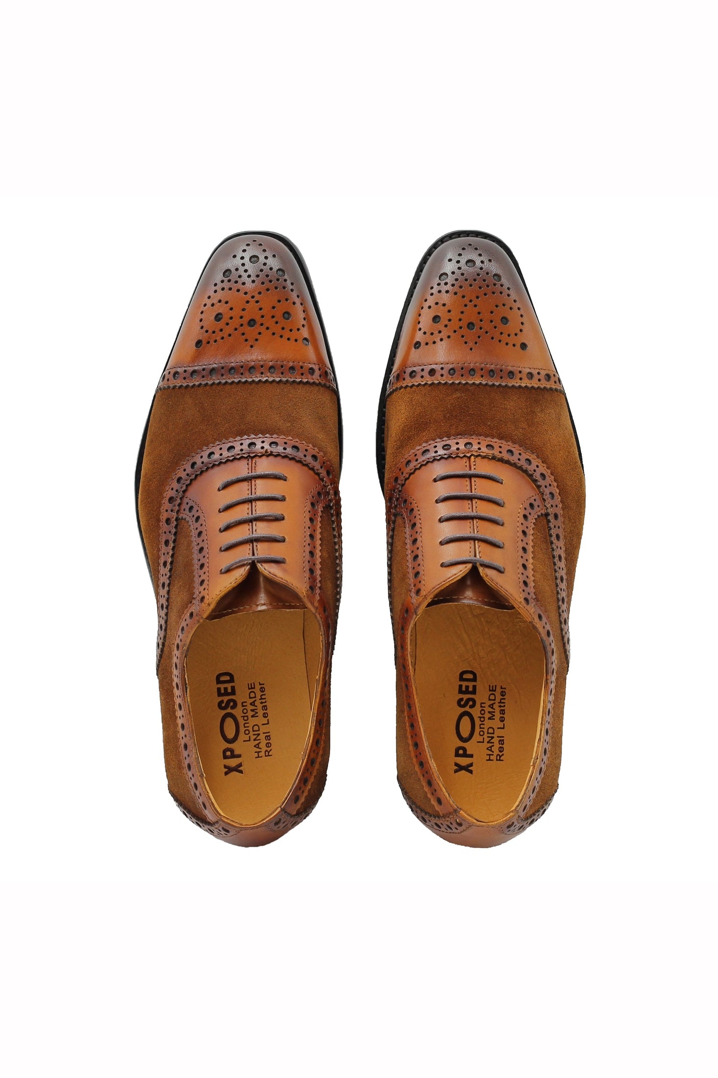 BROWN LEATHER & SUEDE BROGUES XPOSED London