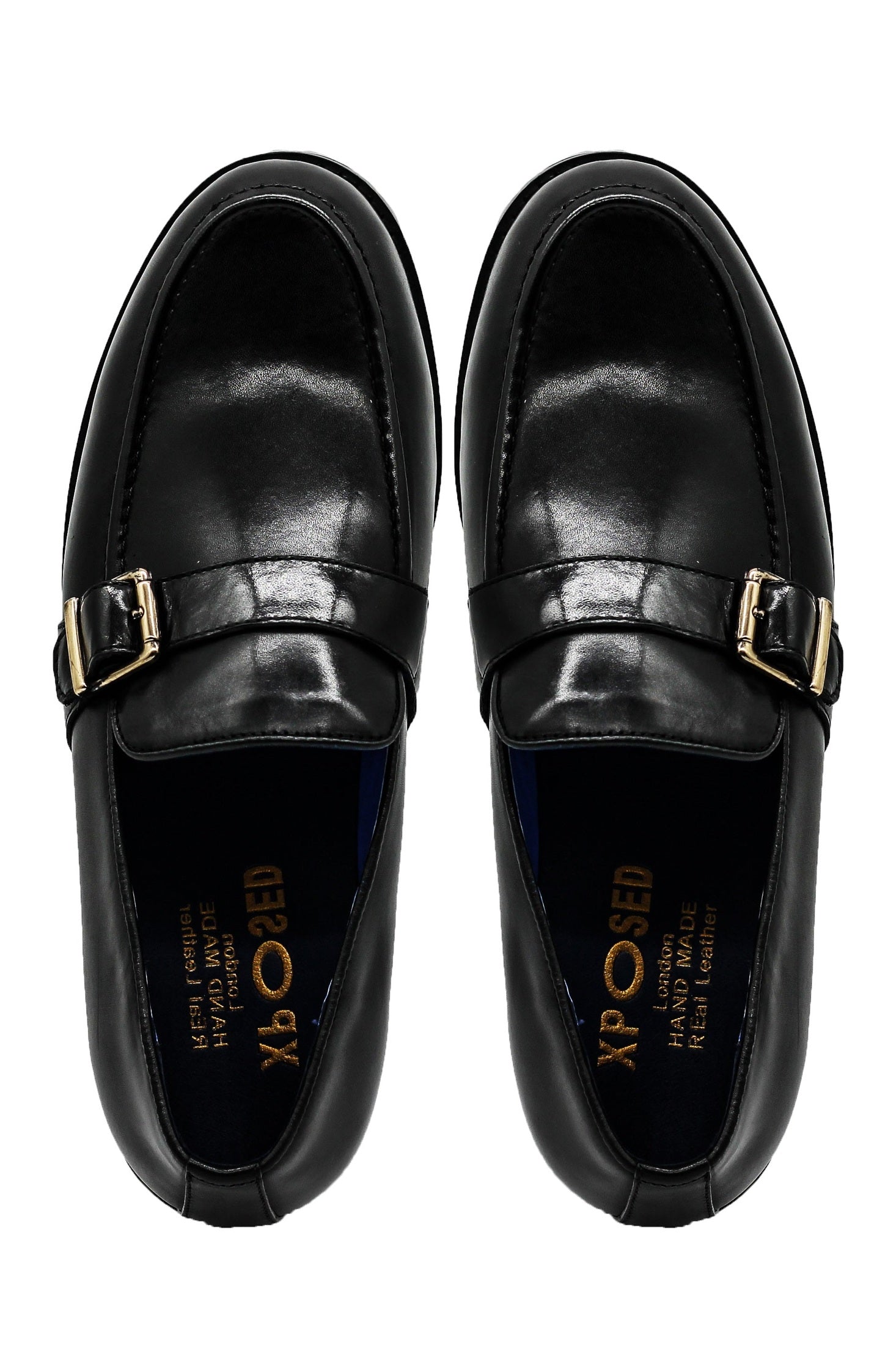 Men's Single Monk Strap Shoesin Black Leather