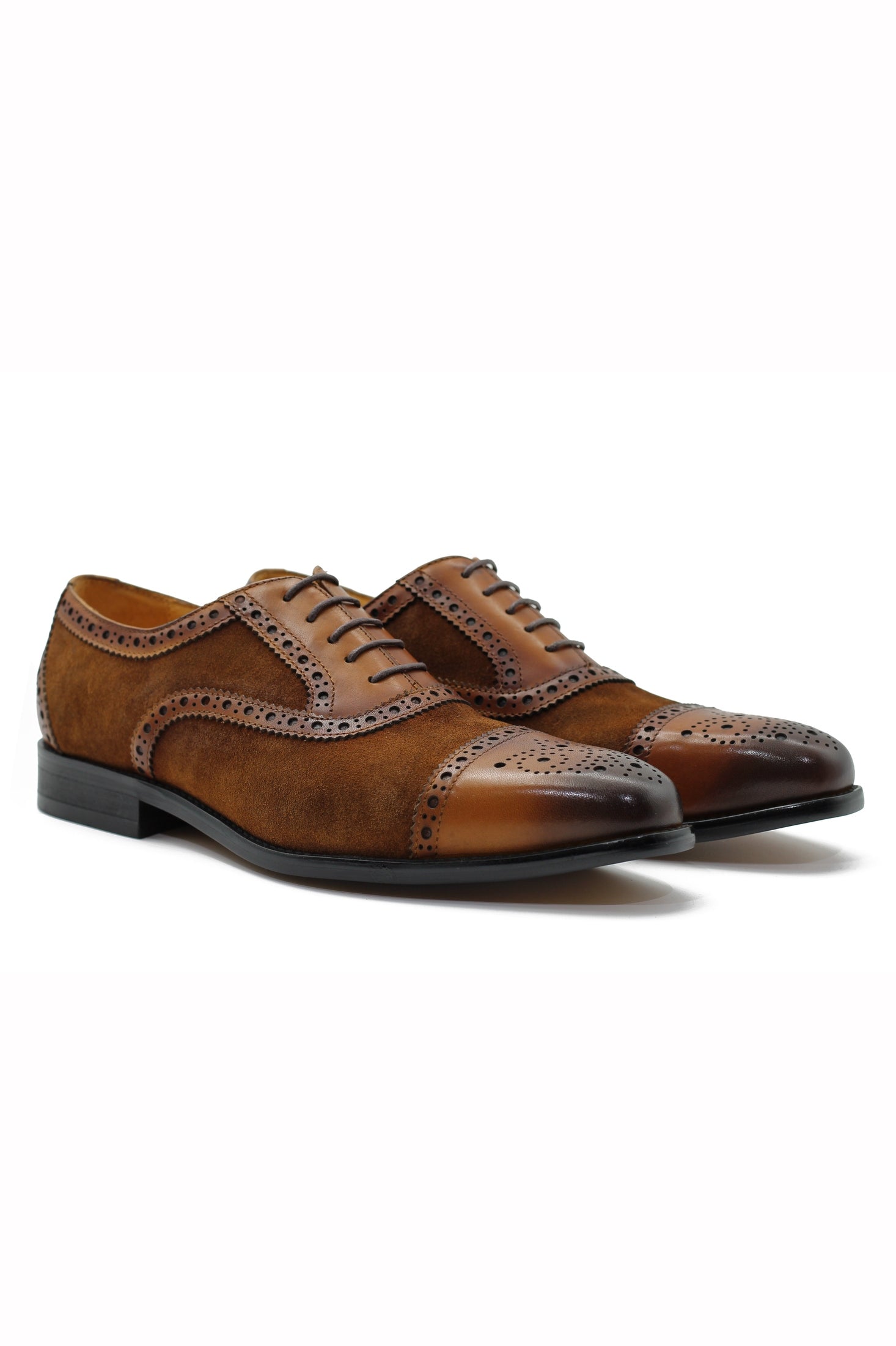 BROWN LEATHER & SUEDE BROGUES XPOSED London
