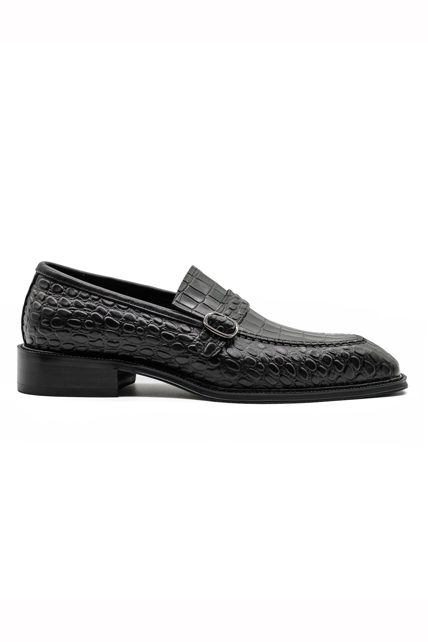 MENS EMBOSSED LOAFERS / BLACK PAISLEY Mock croc embossed loafers 