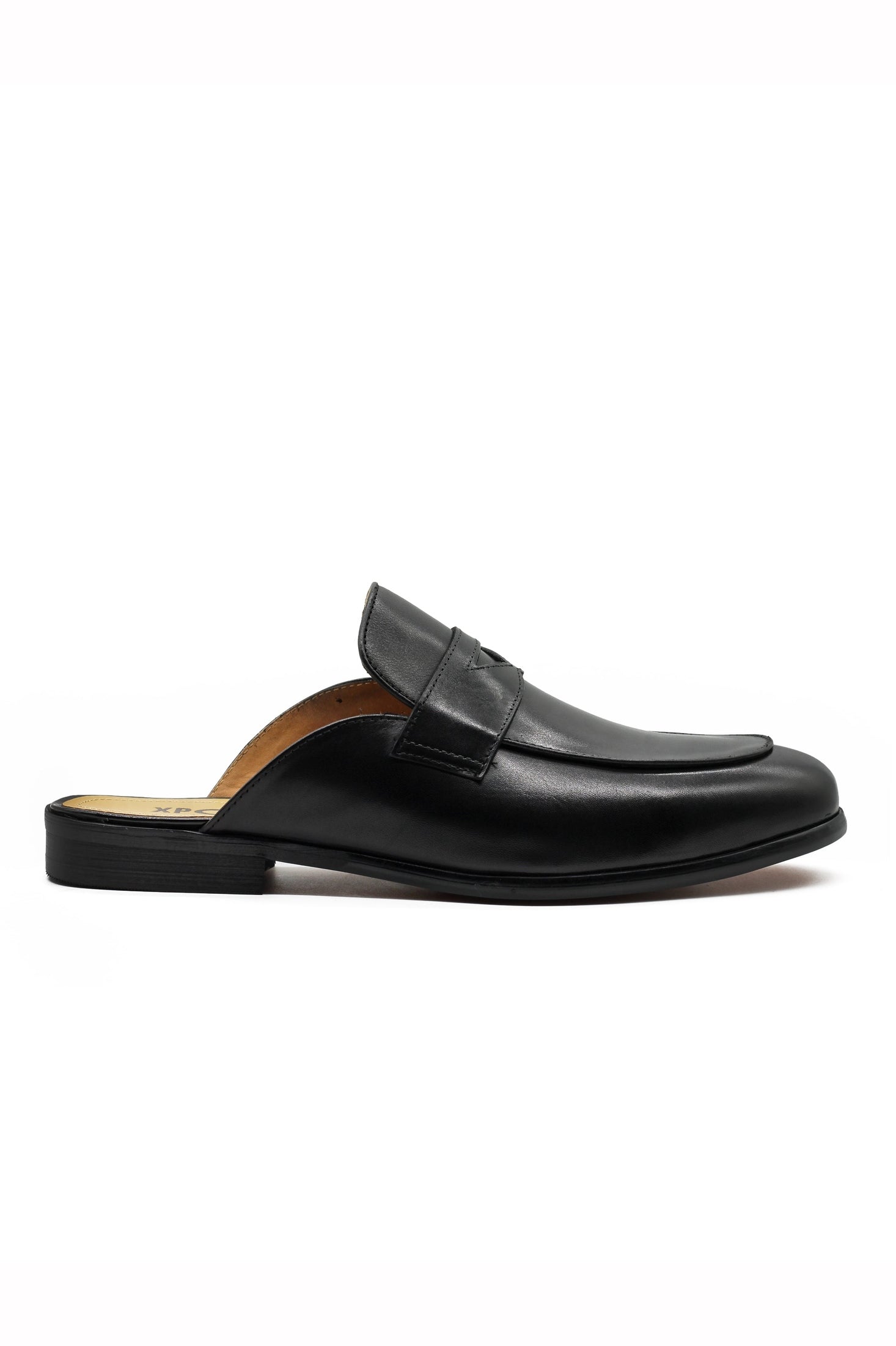 Black Leather Backless Shoes – Slip-on