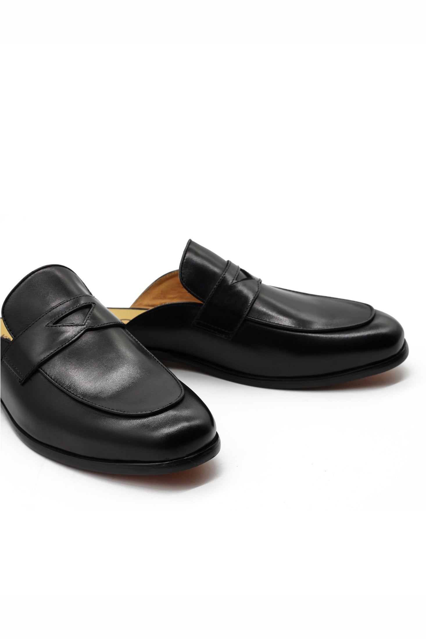 Black Leather Backless Shoes – Slip-on