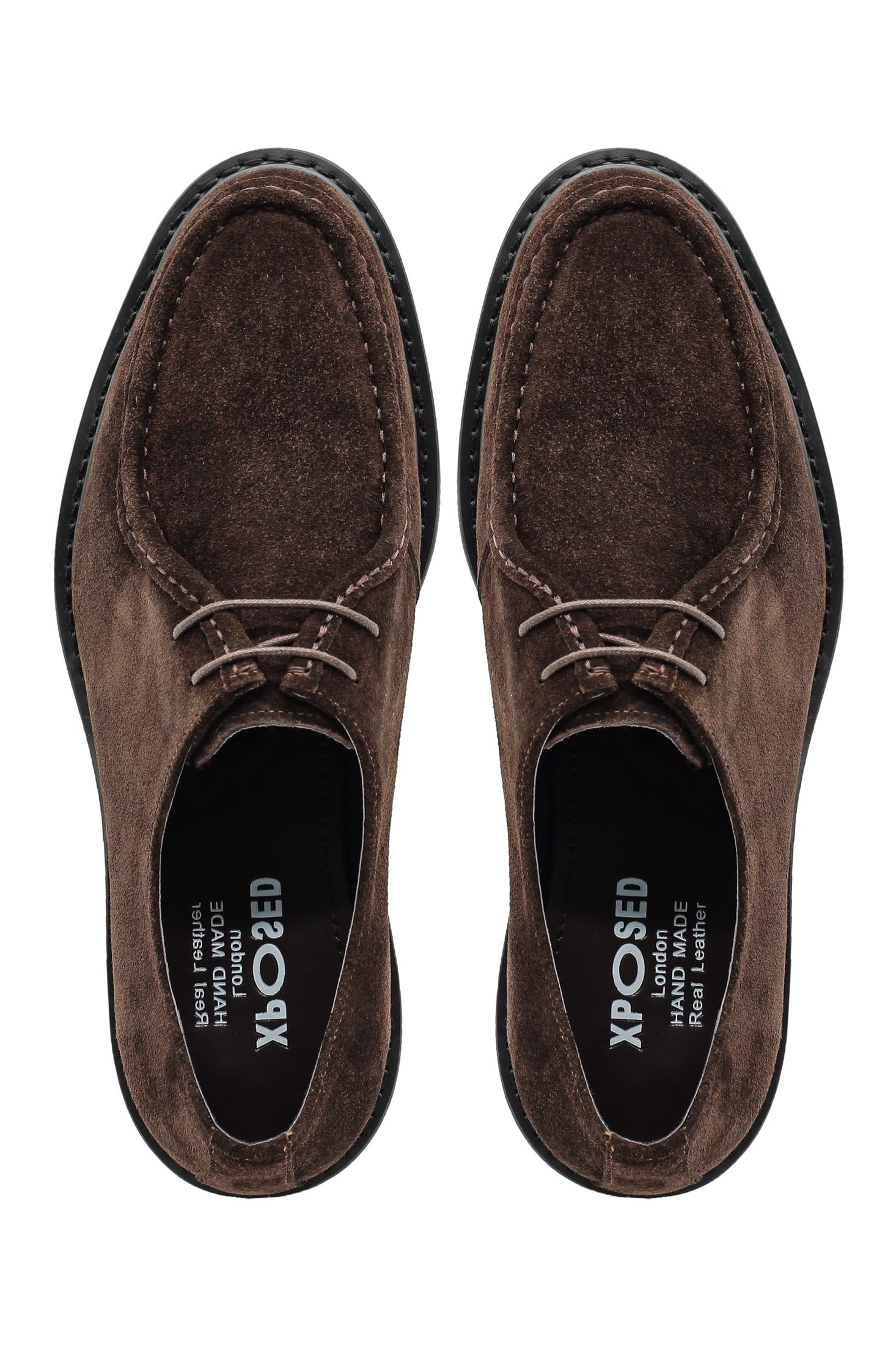 Brown Suede Derby Shoes Moc Toe Chunky Sole