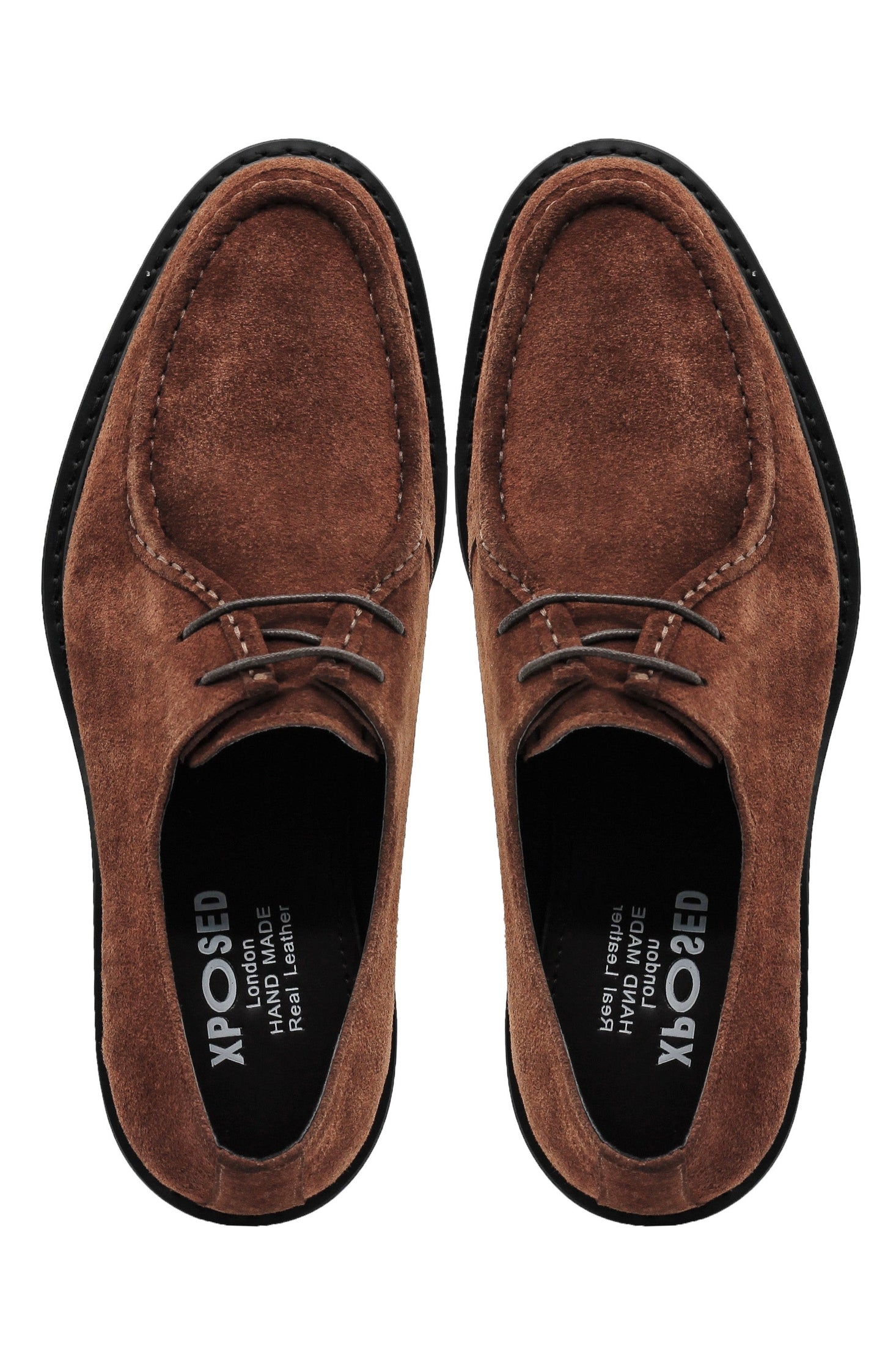 Tan Suede Derby Shoes Moc Toe Chunky Sole