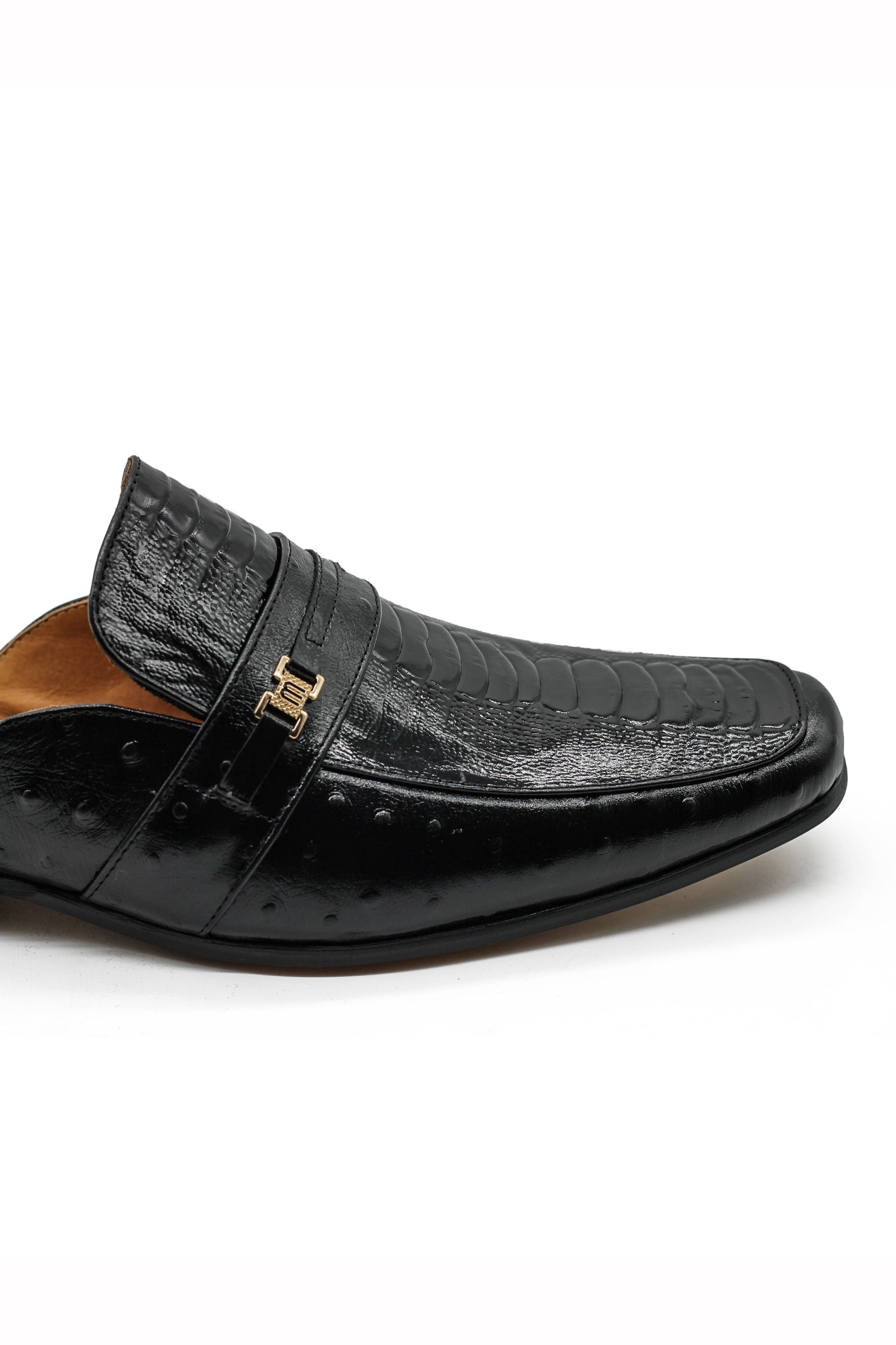 Patent Leather Print Backless Loafers