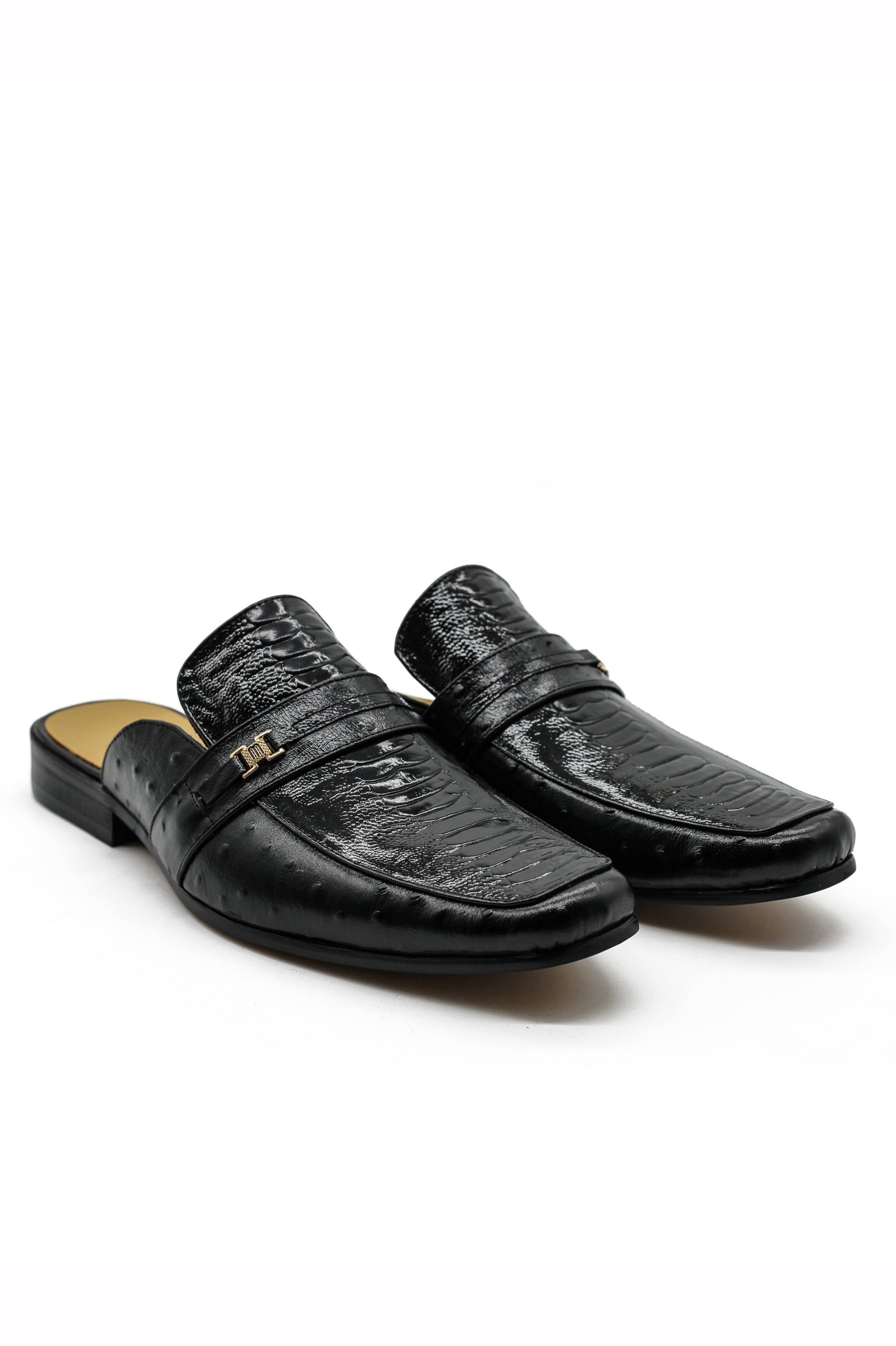 Patent Leather Print Backless Loafers