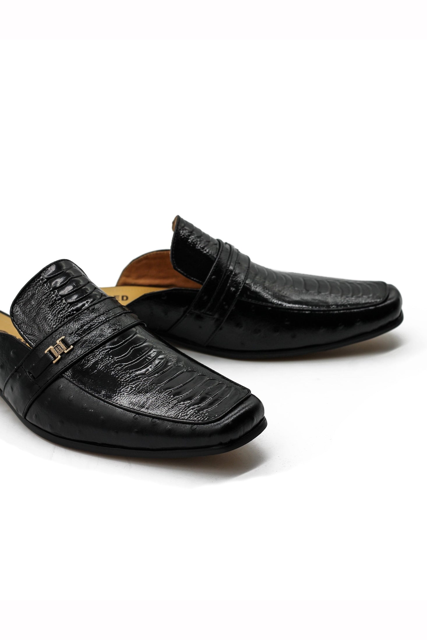 Patent Leather Print Backless Loafers