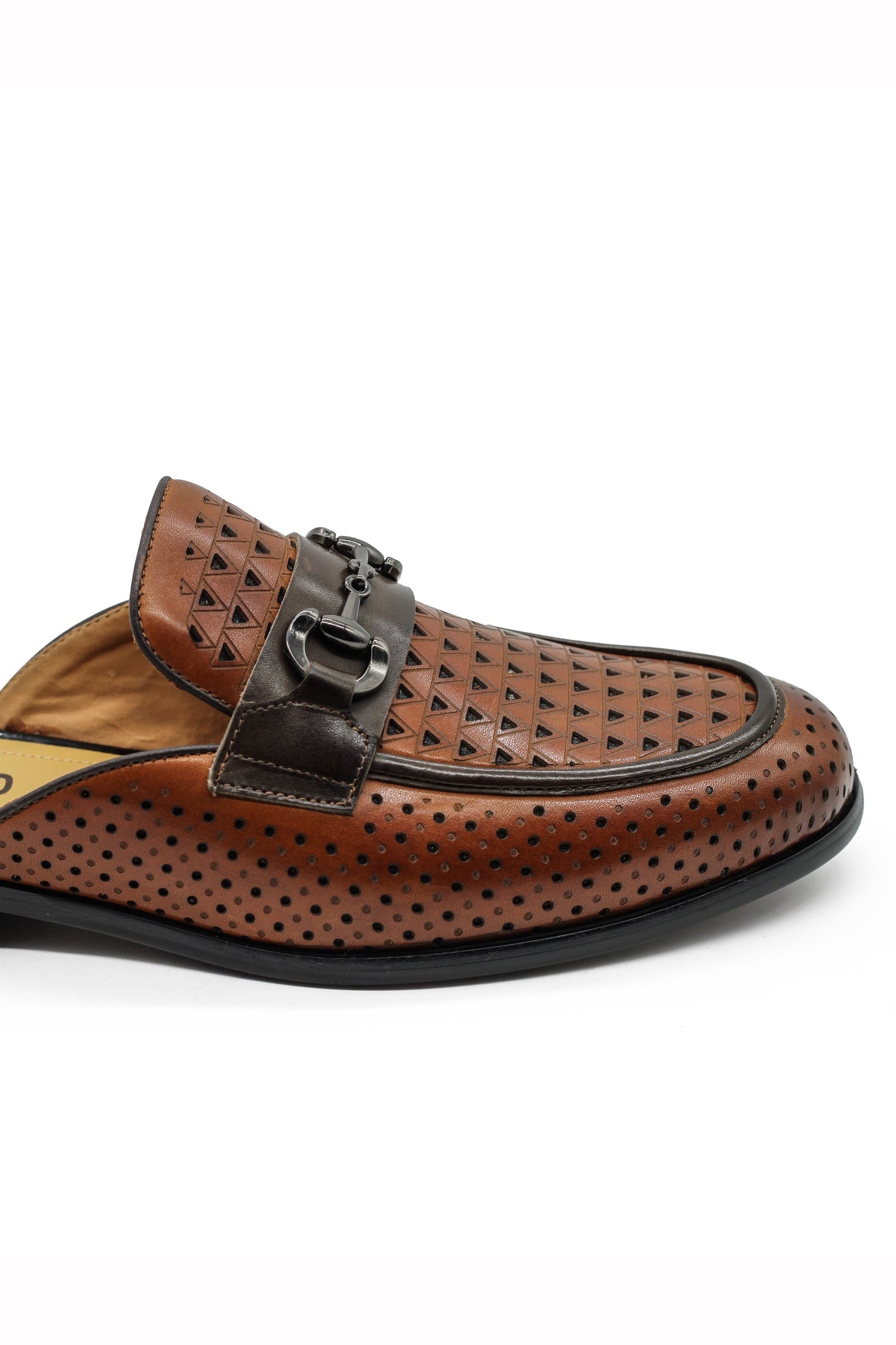 Brown Real Leather Half Shoes with Snaffle Buckle